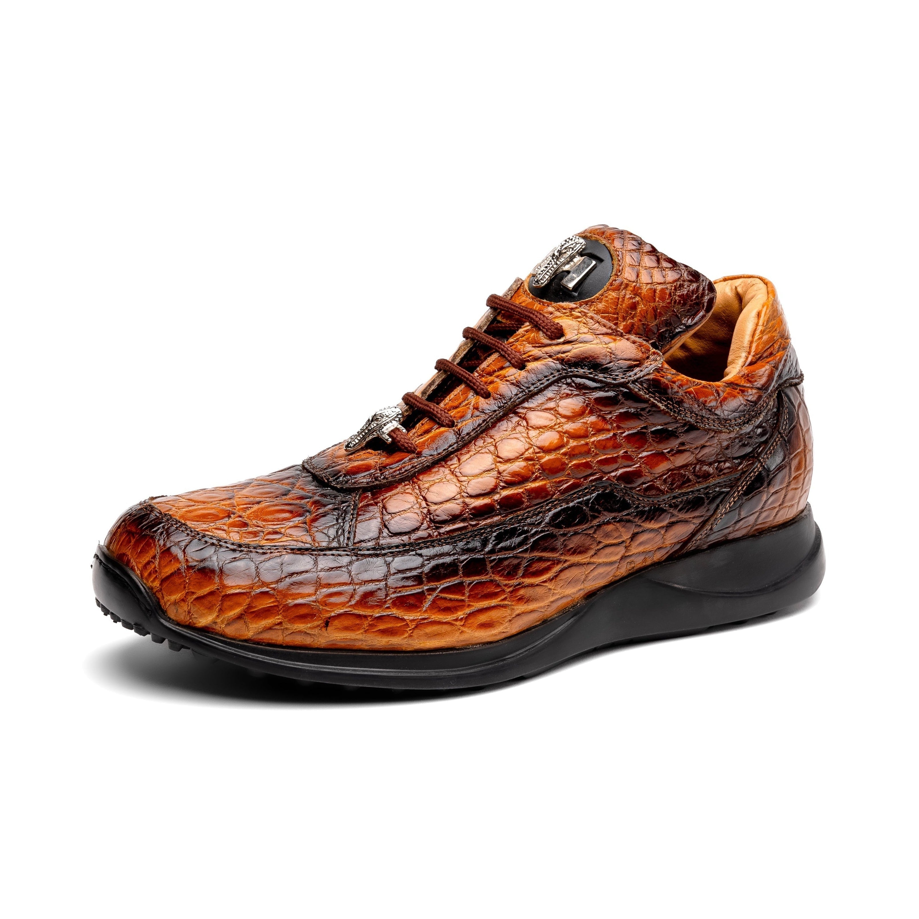 Mauri Bloodshed 8900/2 Men's Shoes Toffee with Gold Finished Exotic Alligator Sneakers (MA5564)