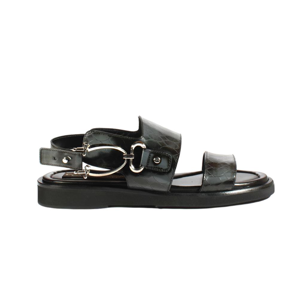 Cesare Paciotti Luxury Italian Men's Designer Shoes Antique Fumo Glass Leather Gladiator Sandals (CPM2374)