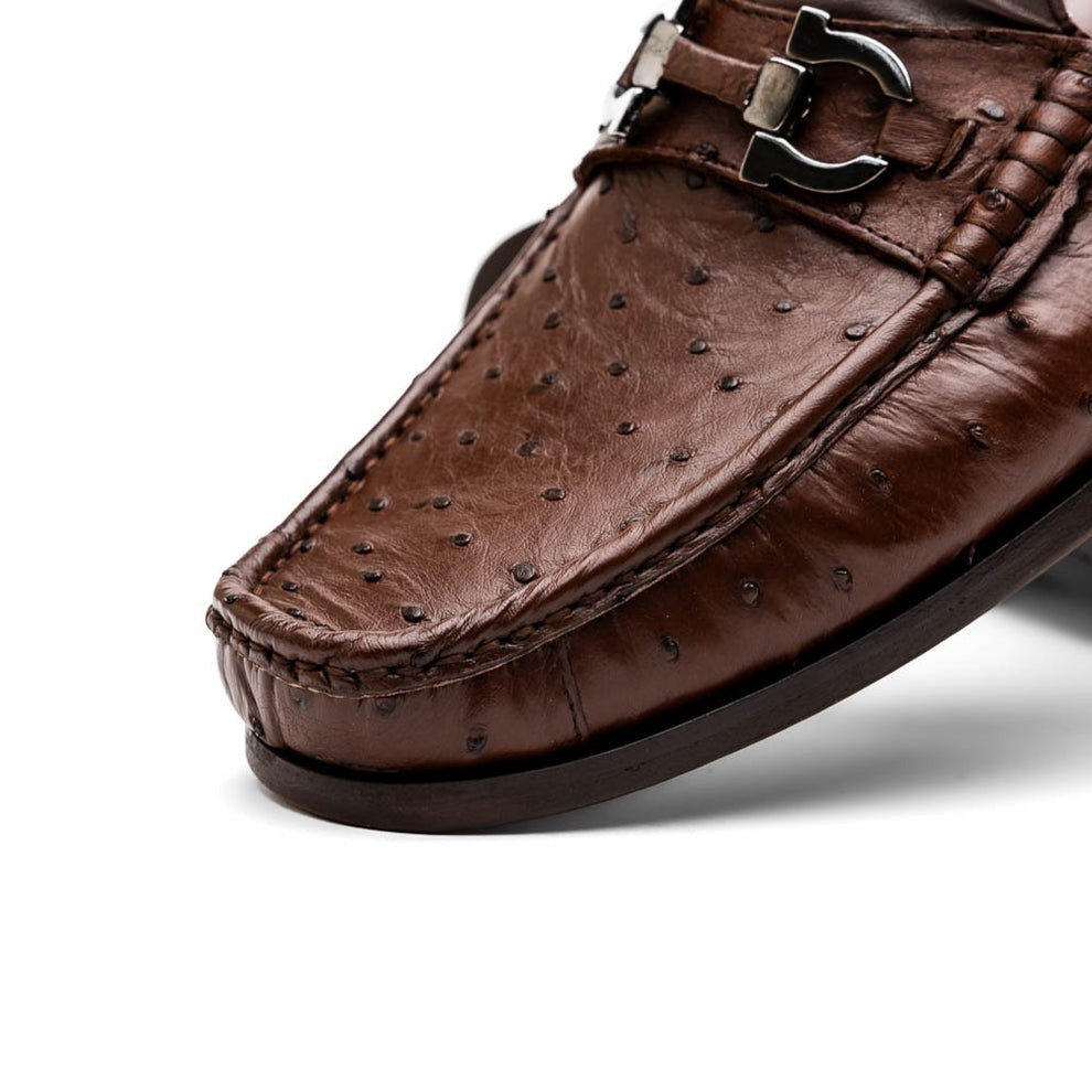 Marco Di Milano Ferrioni Men's Shoes Exotic Ostrich Horsebit Moccasin loafers (MDM1171)