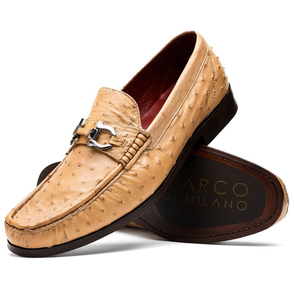 Marco Di Milano Ferrioni Men's Shoes Exotic Ostrich Horsebit Moccasin loafers (MDM1171)