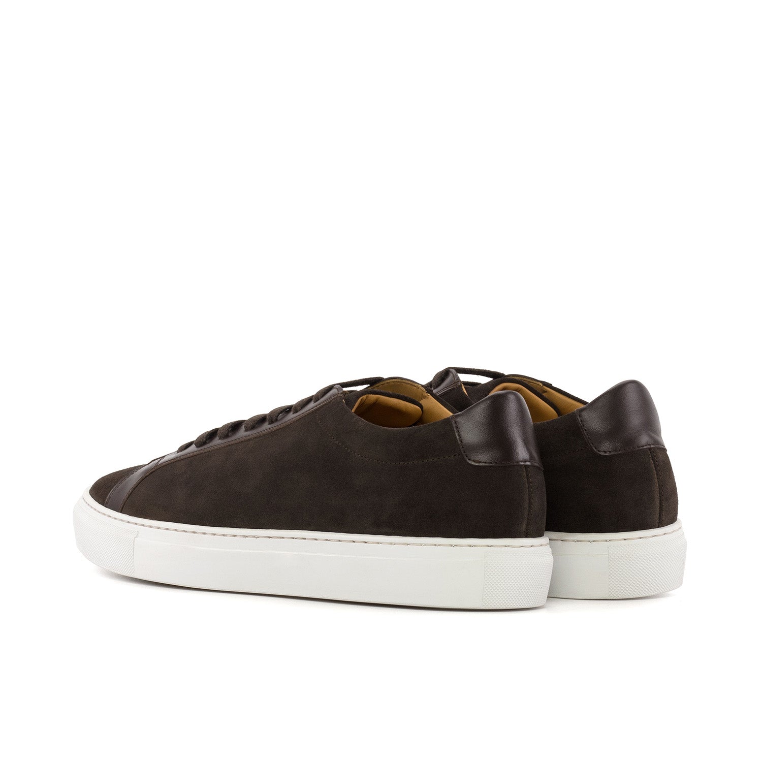 Ambrogio Bespoke Men's Shoes Dark Brown Suede Leather Low Top Sneakers (AMB2523)