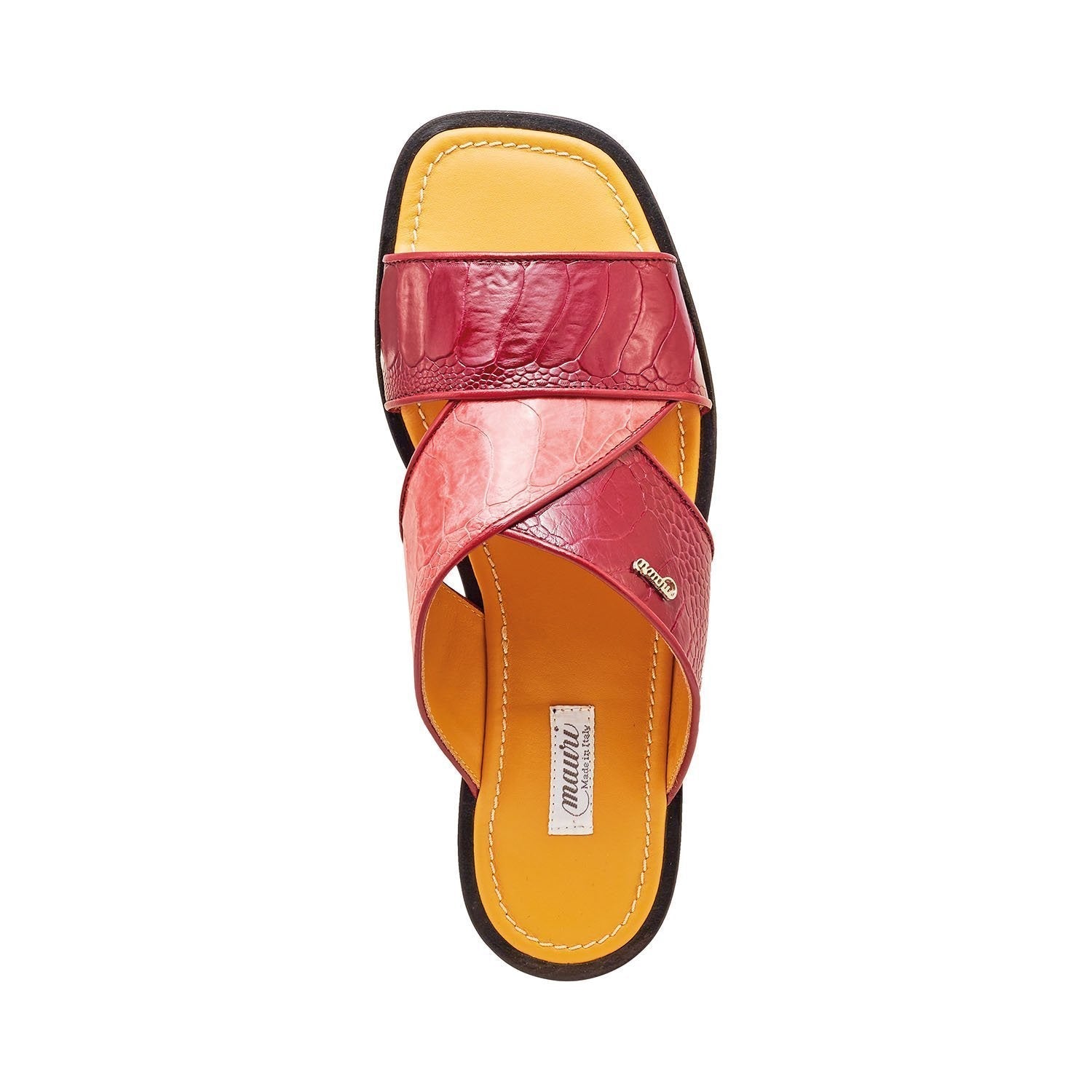 Mauri 5093 Traveler Men's Shoes Ruby Red & Pink Ostrich Leg Sandals (MA5314)