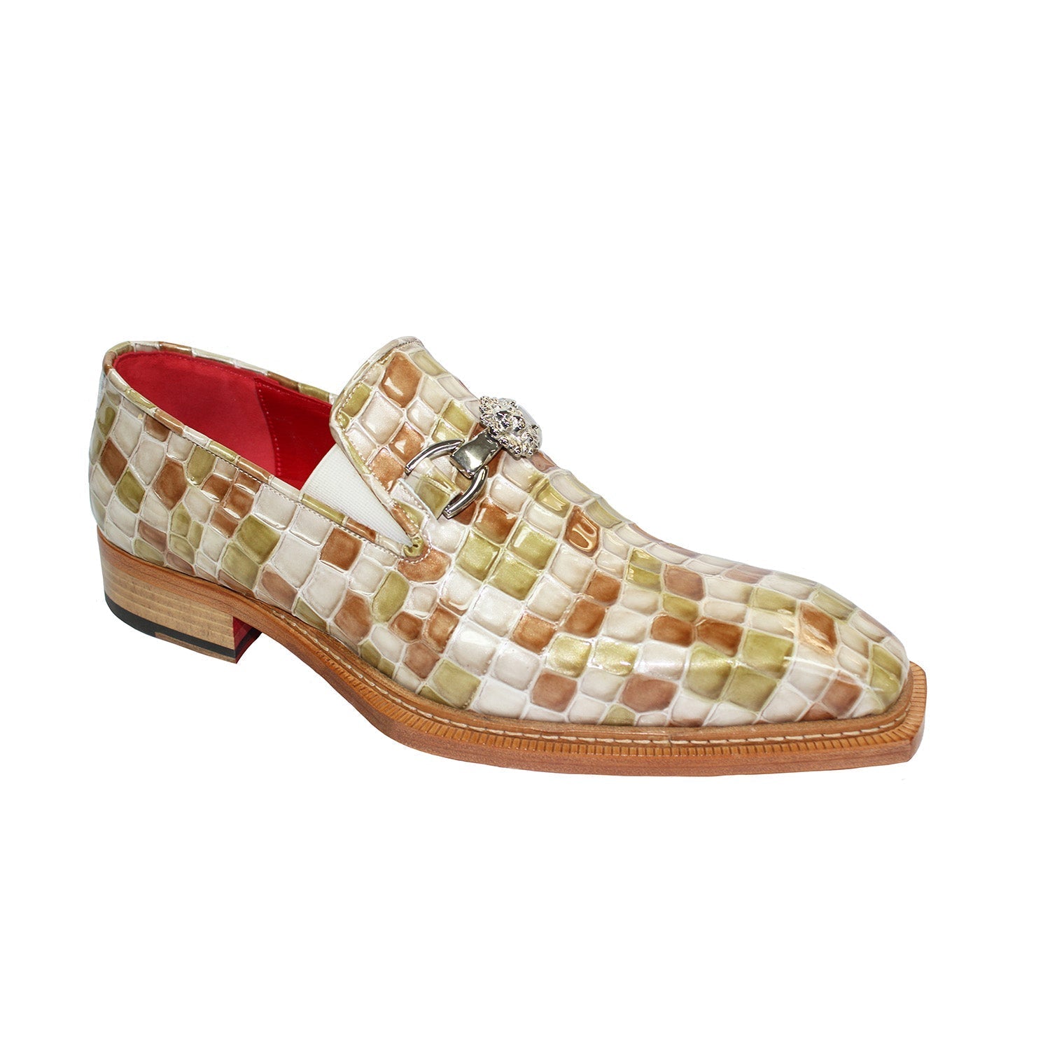 Emilio Franco Narciso Men's Shoes Multi Beige Patent Leather Multi Croco Print Loafers (EFC1017)