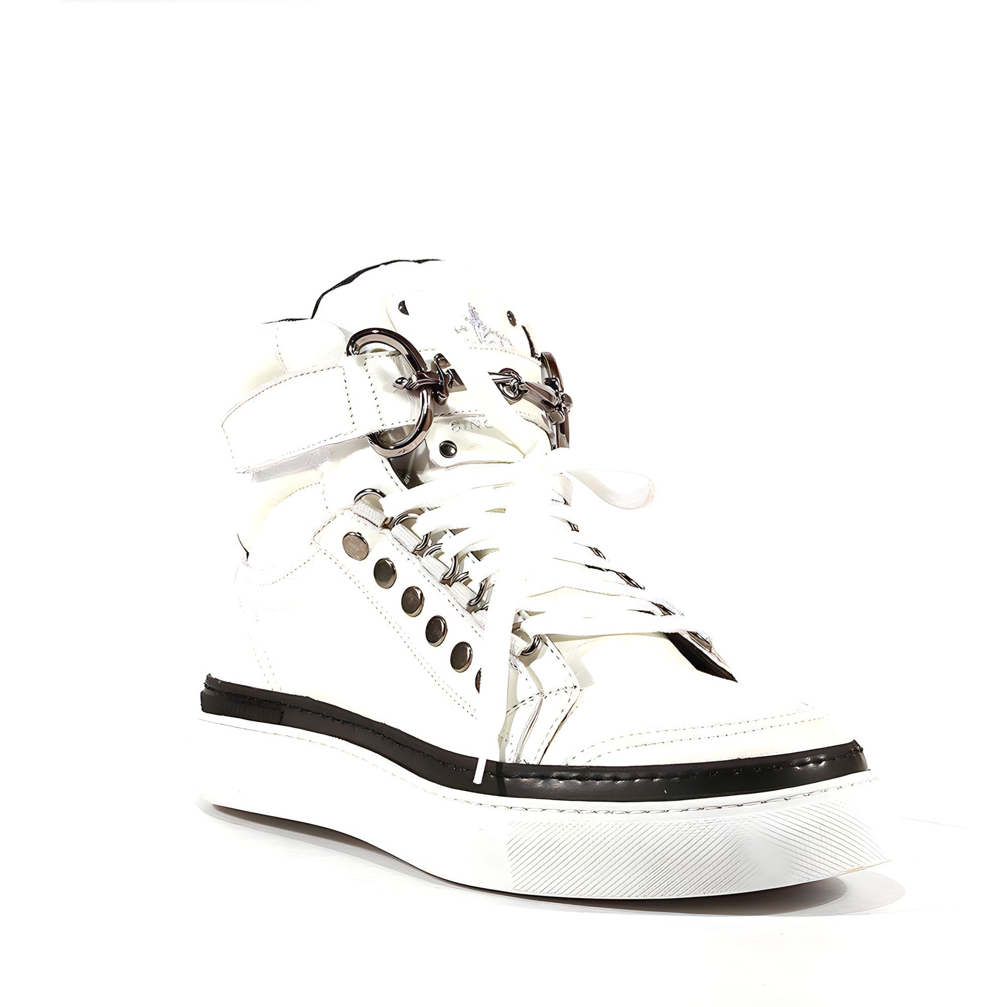 Cesare Paciotti Luxury Italian Men's Designer Shoes Dan Bianco Dakar Black / White Leather Sneakers (CPM3032)