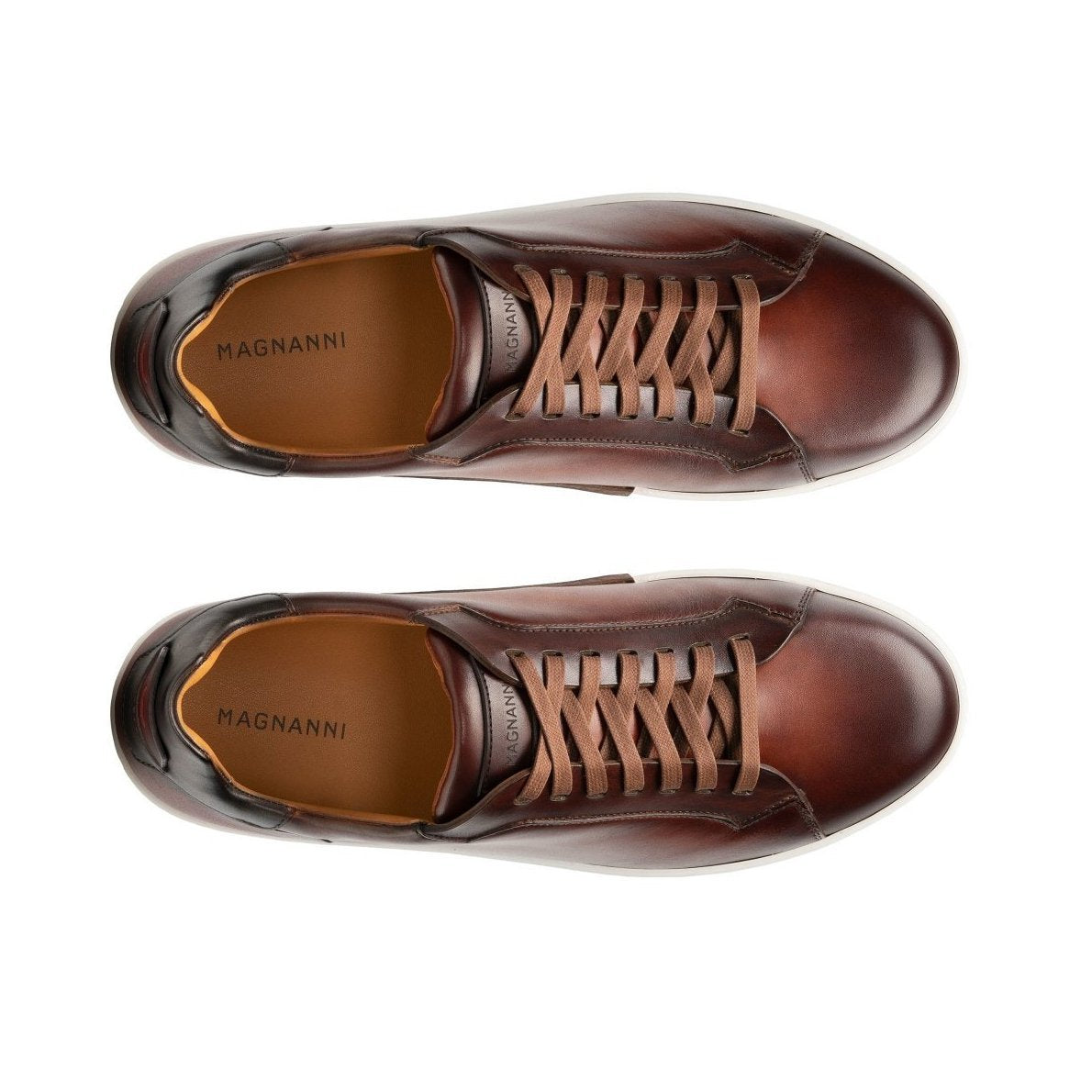 Magnanni Amadeo Men's Shoes Cognac & Brown Calf-Skin Leather Casual Sneakers (MAGS1014)