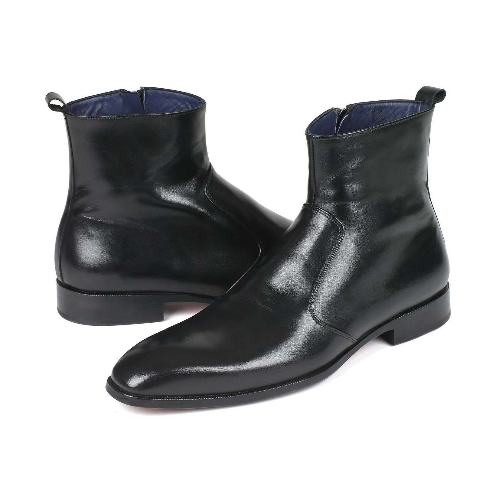 Paul Parkman Handmade Designer Shoes Black Leather Side Zipper Boots (PM5865)