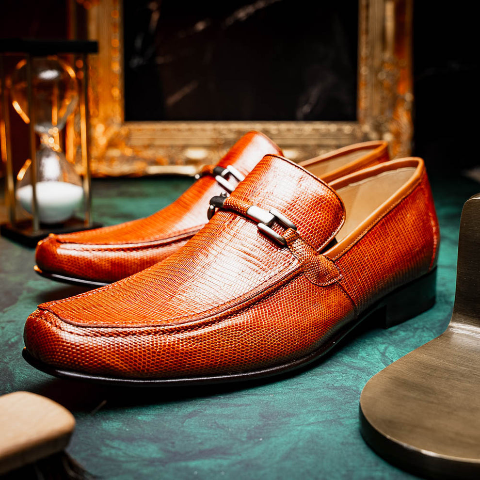 Marco Di Milano Fabro Men's Shoes Exotic Lizard Horsebit Loafers (MDM1081)