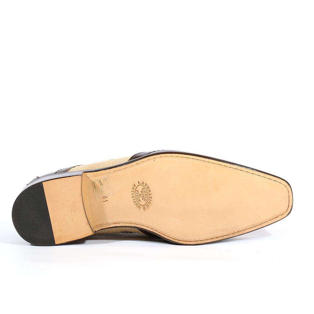 Emilio Franco Italian Men's Designer Shoes Brown / Beige Leather and Textured Suede Oxfords (EFS1001)