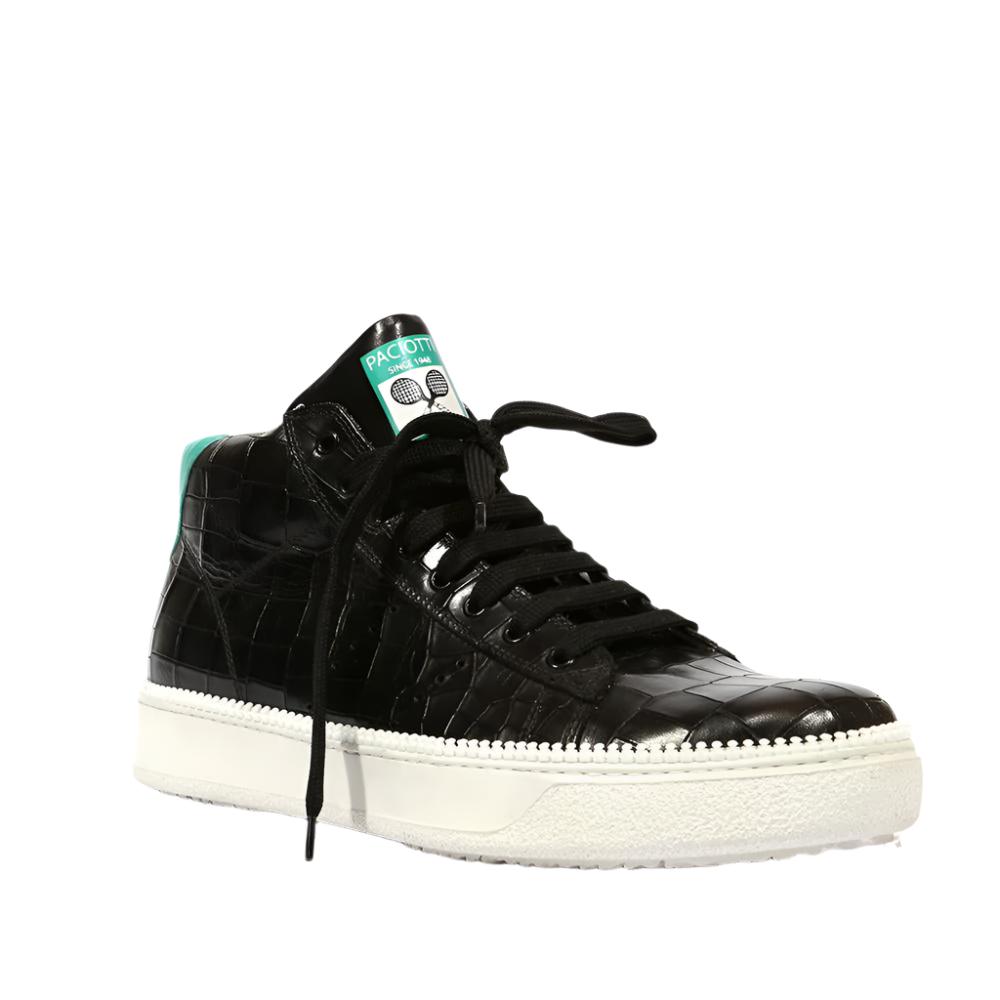 Cesare Paciotti Luxury Italian Men's Wimbledon Cocco Lux Black Green Sneakers (CPM5121)