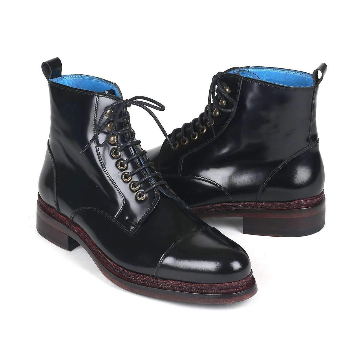 Paul Parkman Men's Black Polished Calf-Skin Leather Boots 5075-BLK (PM6145)