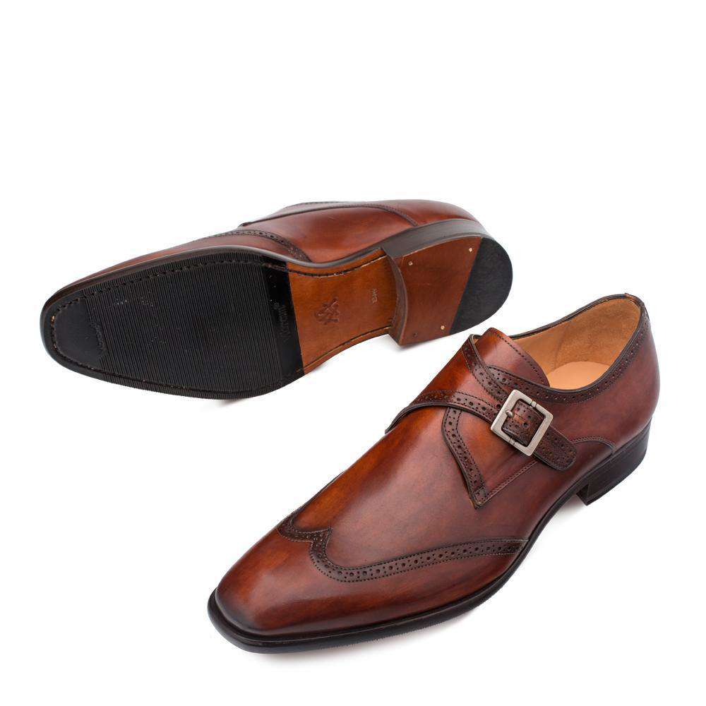 Mezlan Men's Forest Designer Shoes Cognac Forest Monk-Strap Loafers 9268 (MZ3005)