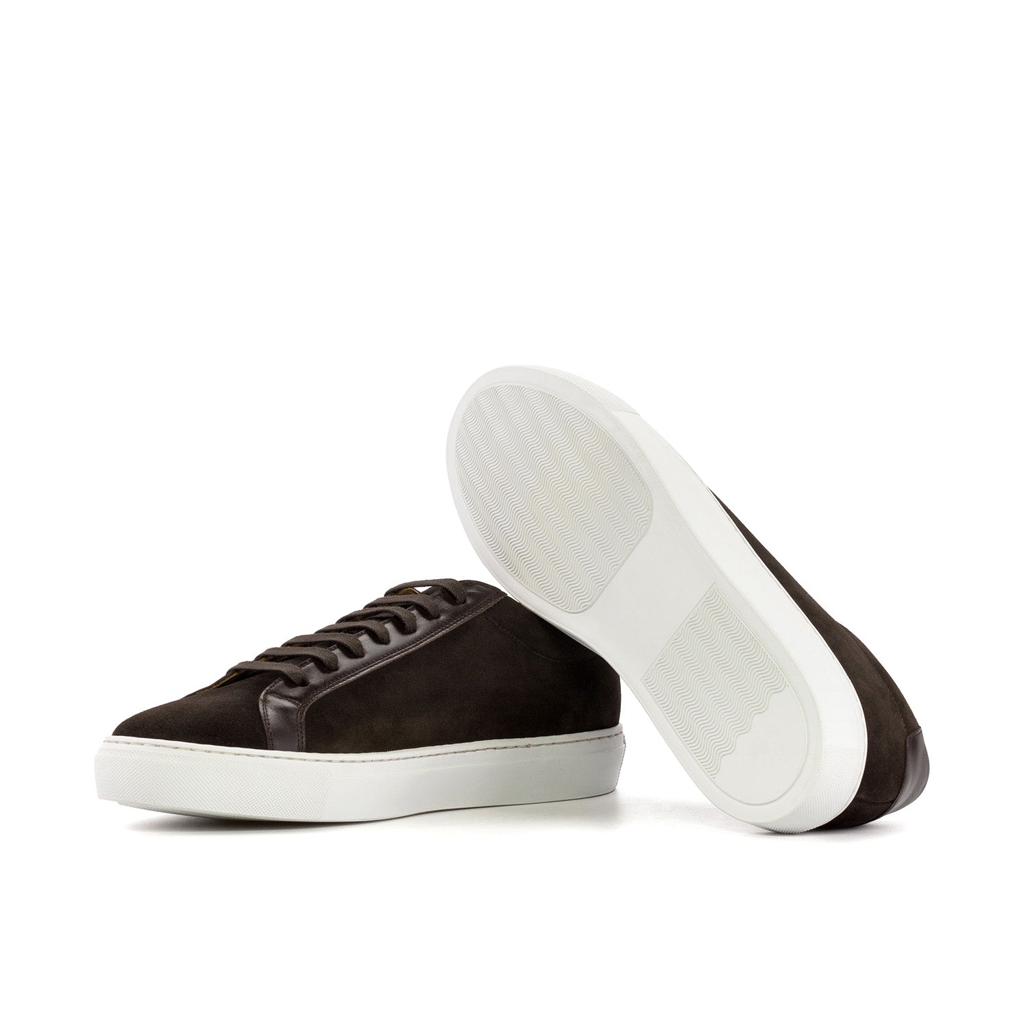 Ambrogio Bespoke Men's Shoes Dark Brown Suede Leather Low Top Sneakers (AMB2523)