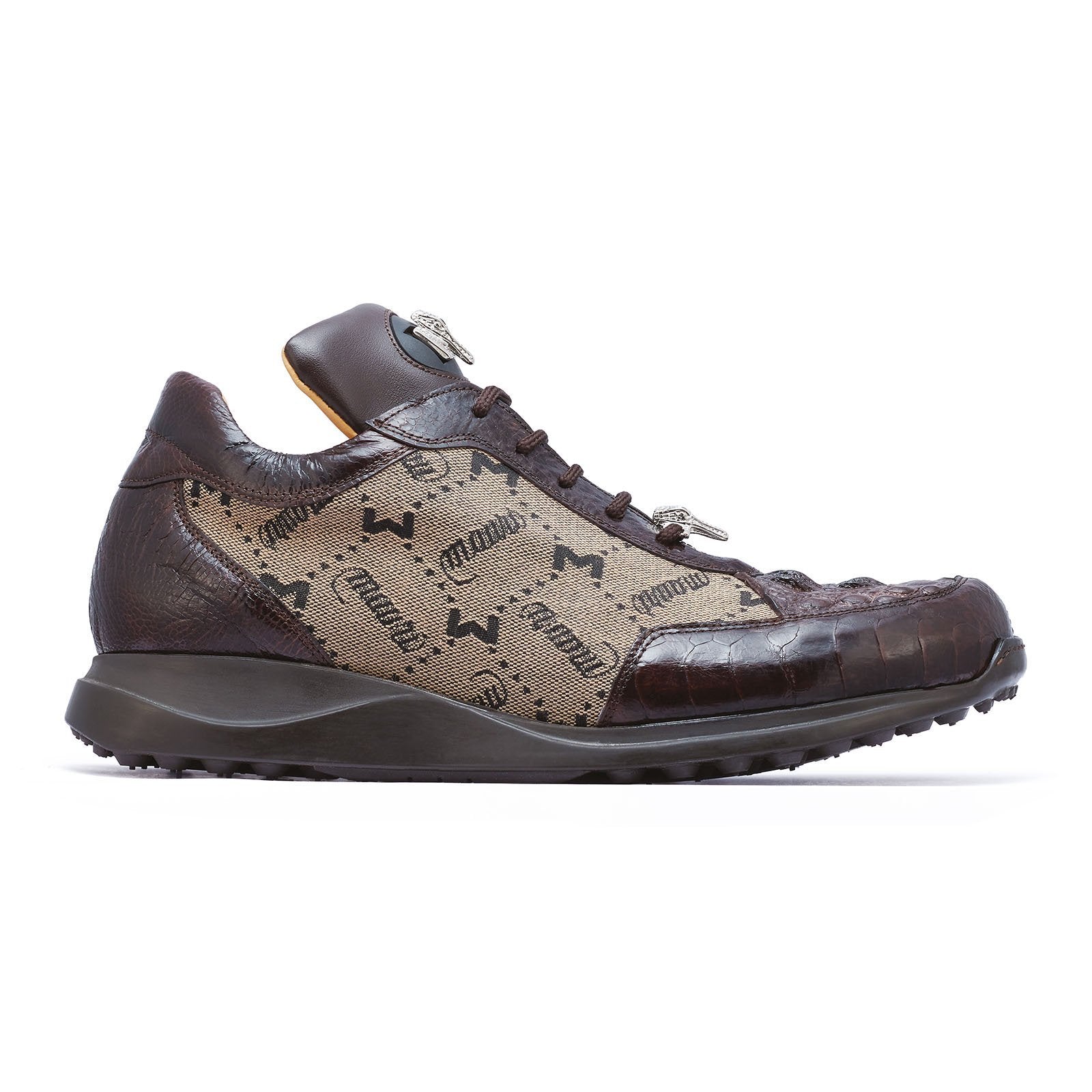 Mauri Carange 8741/2 Men's Shoes Rust & Taupe Ostrich Leg / Hornback Crown / Fabric Sneakers (MA5269)