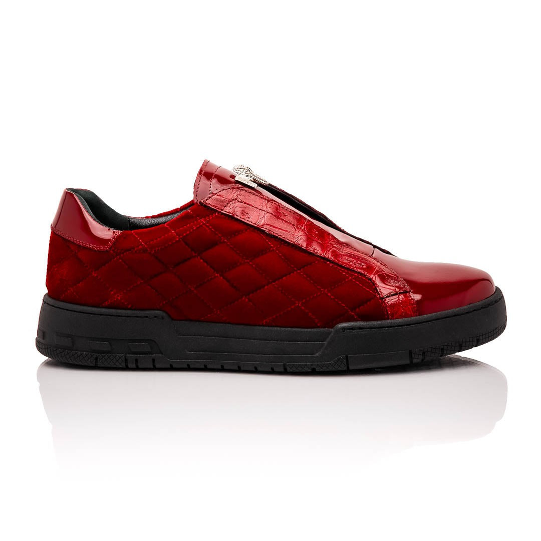 Mauri Regata 8478/10 Men's Shoes Exotic Crocodile / Quilted Velvet / Patent Leather Slip-On Sneakers (MA5648)