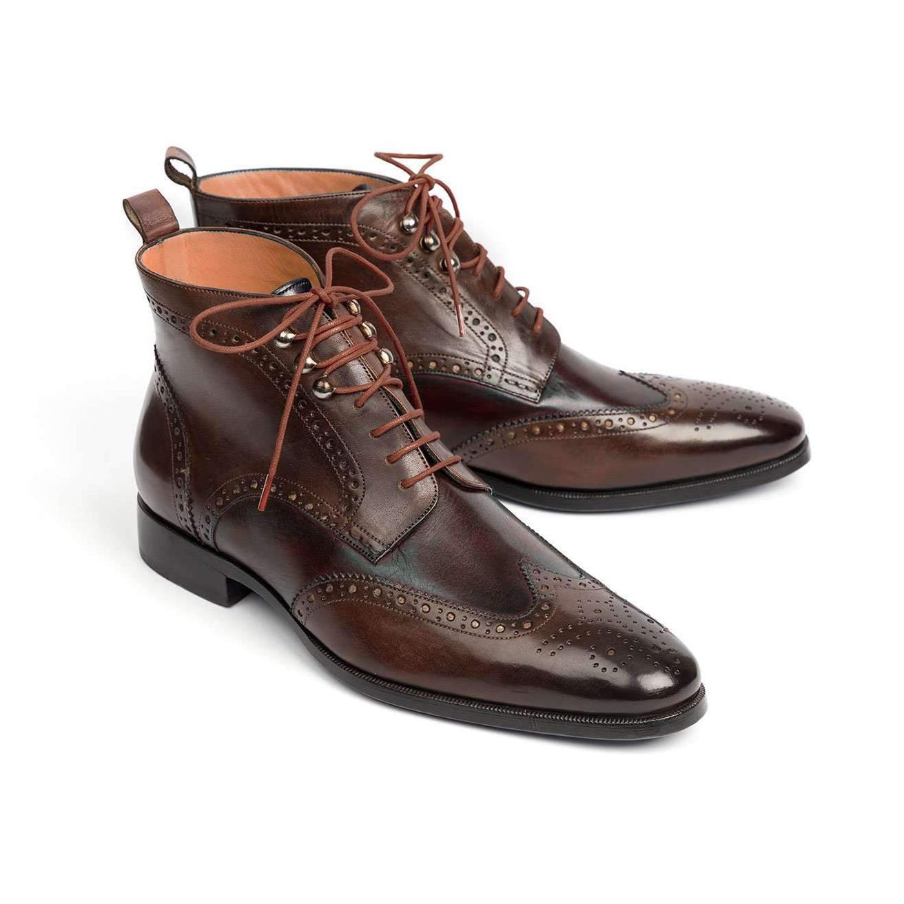Paul Parkman Men's Brown Calf-Skin Leather Wing Tip Ankle Boots CH777BRW (PM6140)
