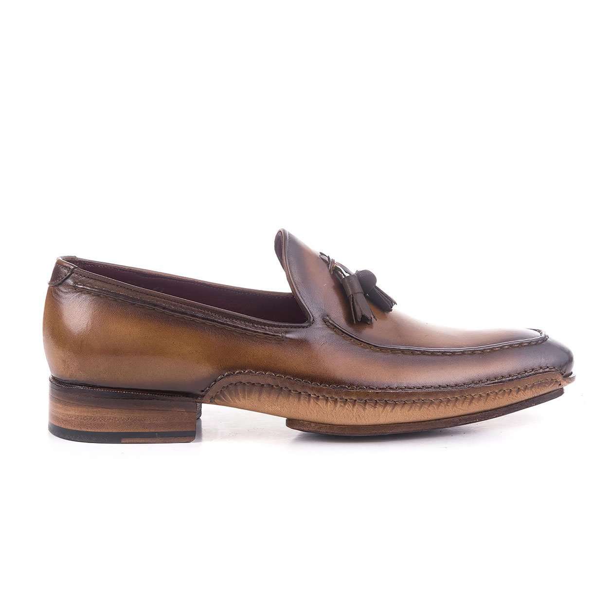Maglieriapelle Men's Designer Shoes Brown Taba Savsat Leather Leafers (MGS1033)