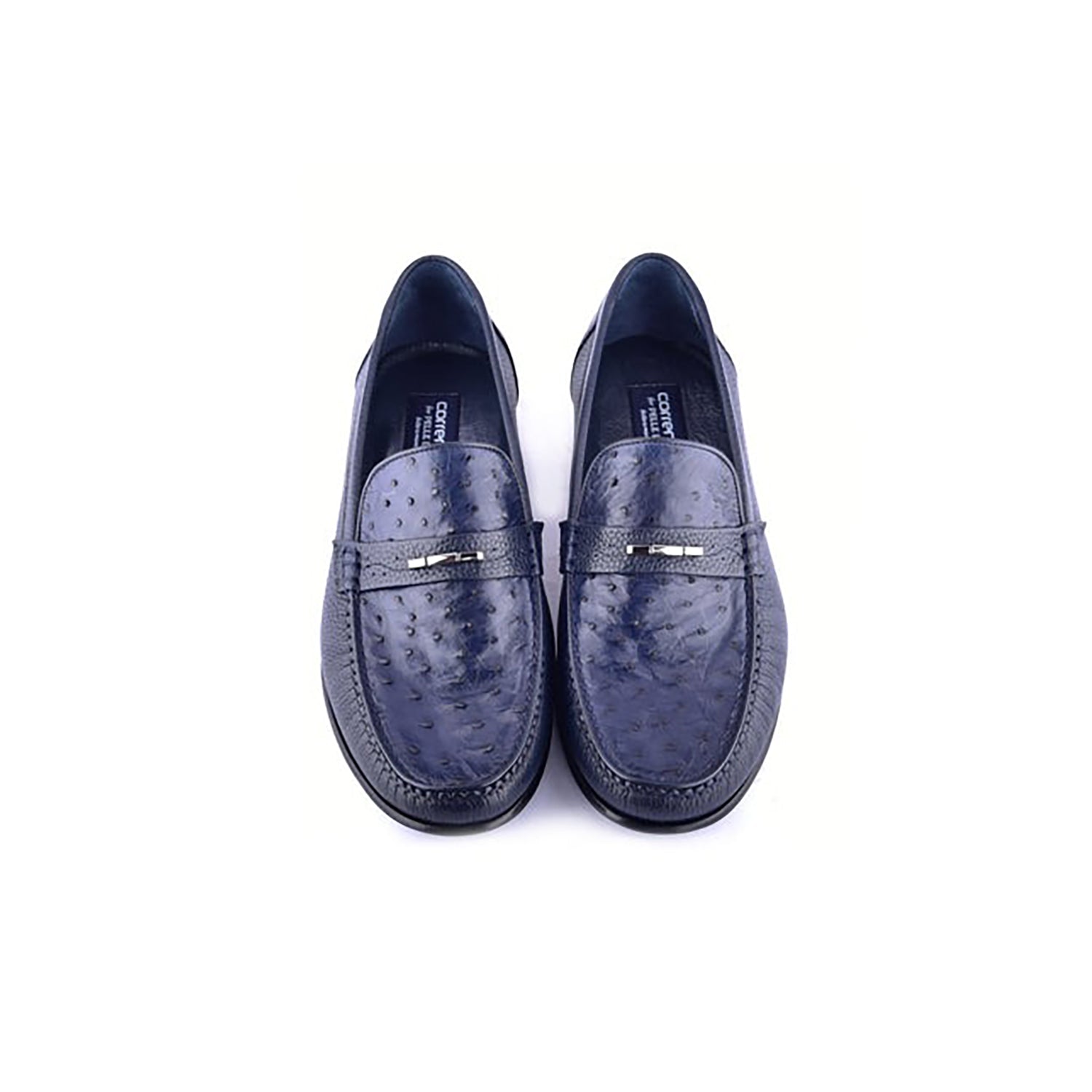 Corrente C0014051-3898Ost Men's Shoes Navy Exotic Ostrich / Deer-Skin Moccasin Loafers (CRT1473)