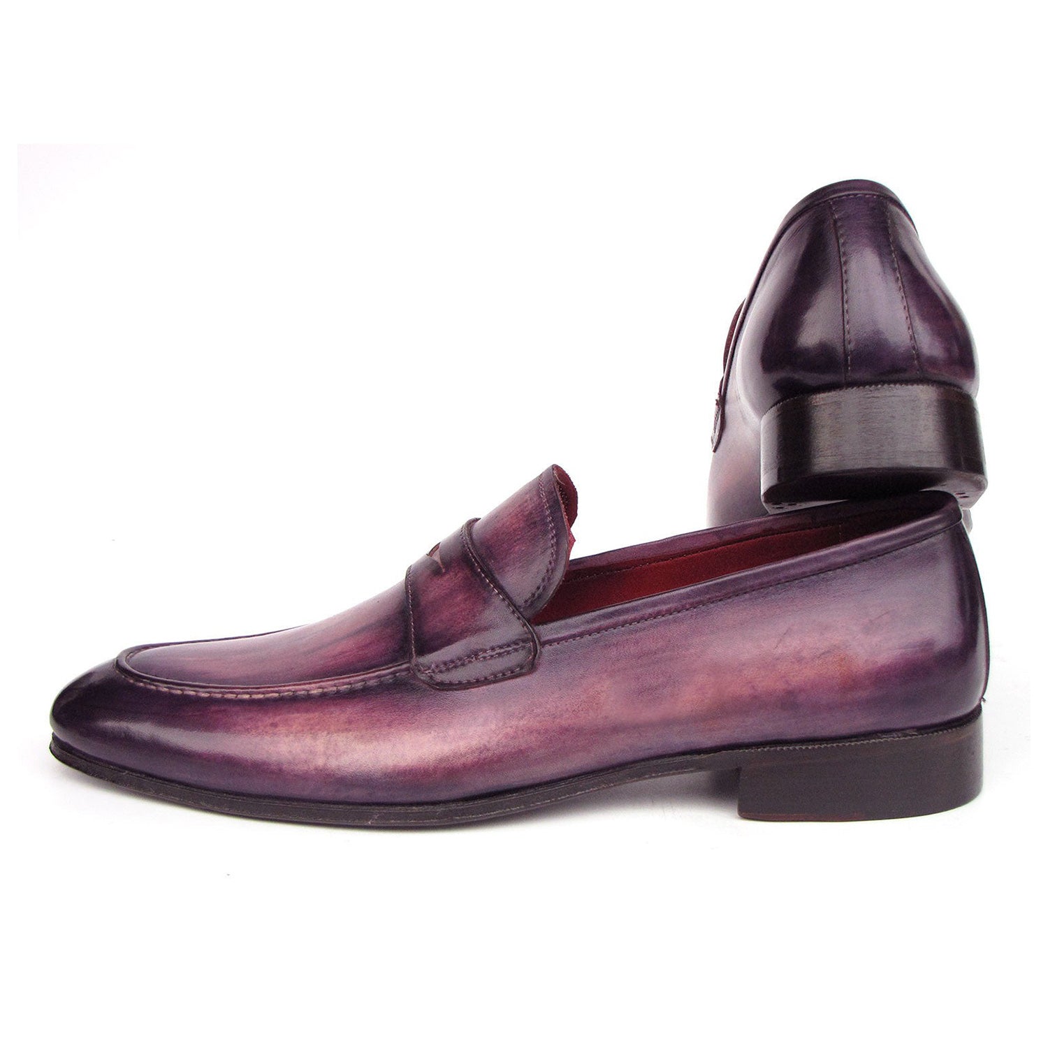 Paul Parkman 17PRP33 Men's Shoes Purple Patina Leather Penny Loafers (PM6419)