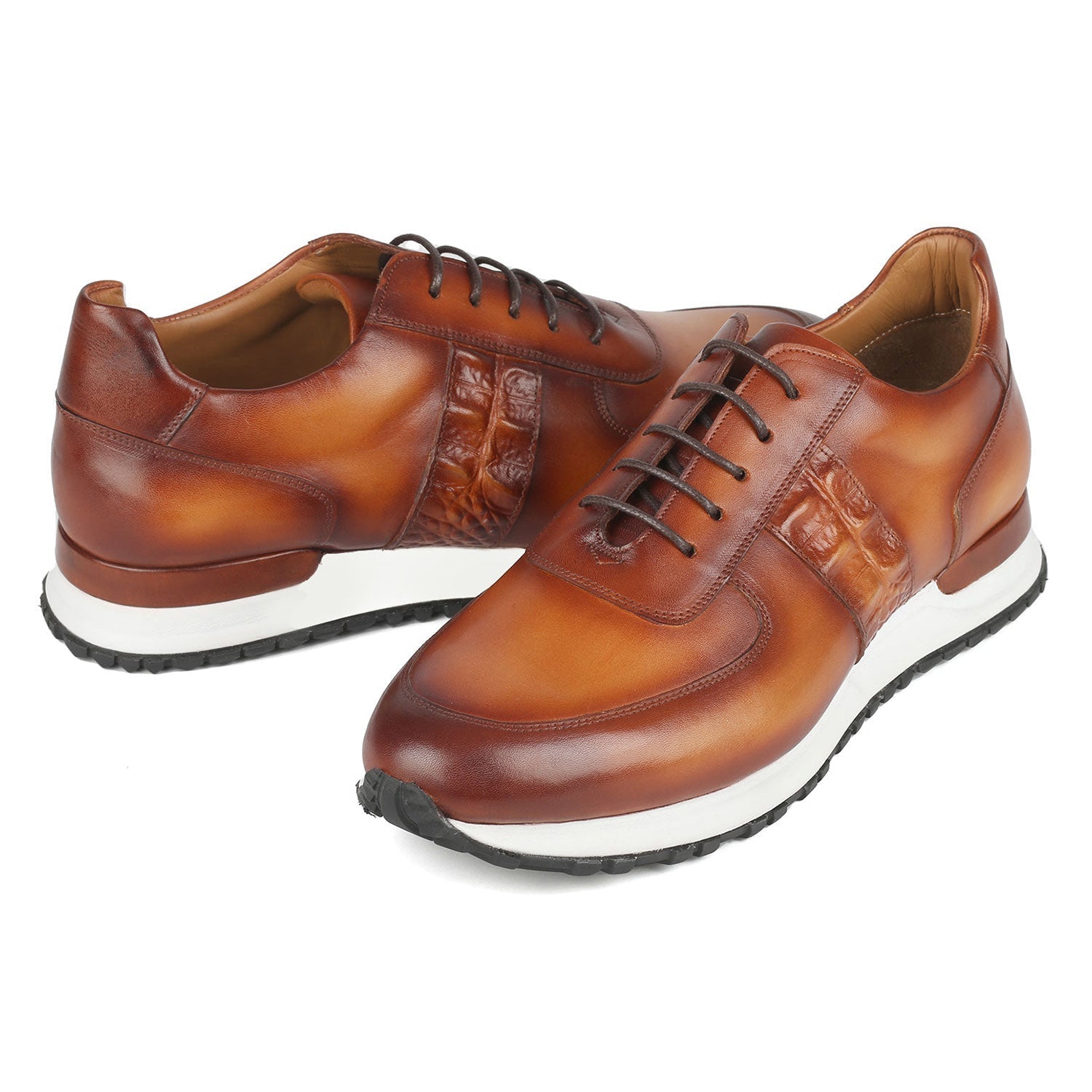 Paul Parkman LP208BRW Men's Shoes Brown Calf-Skin Leather Sneakers (PM6373)