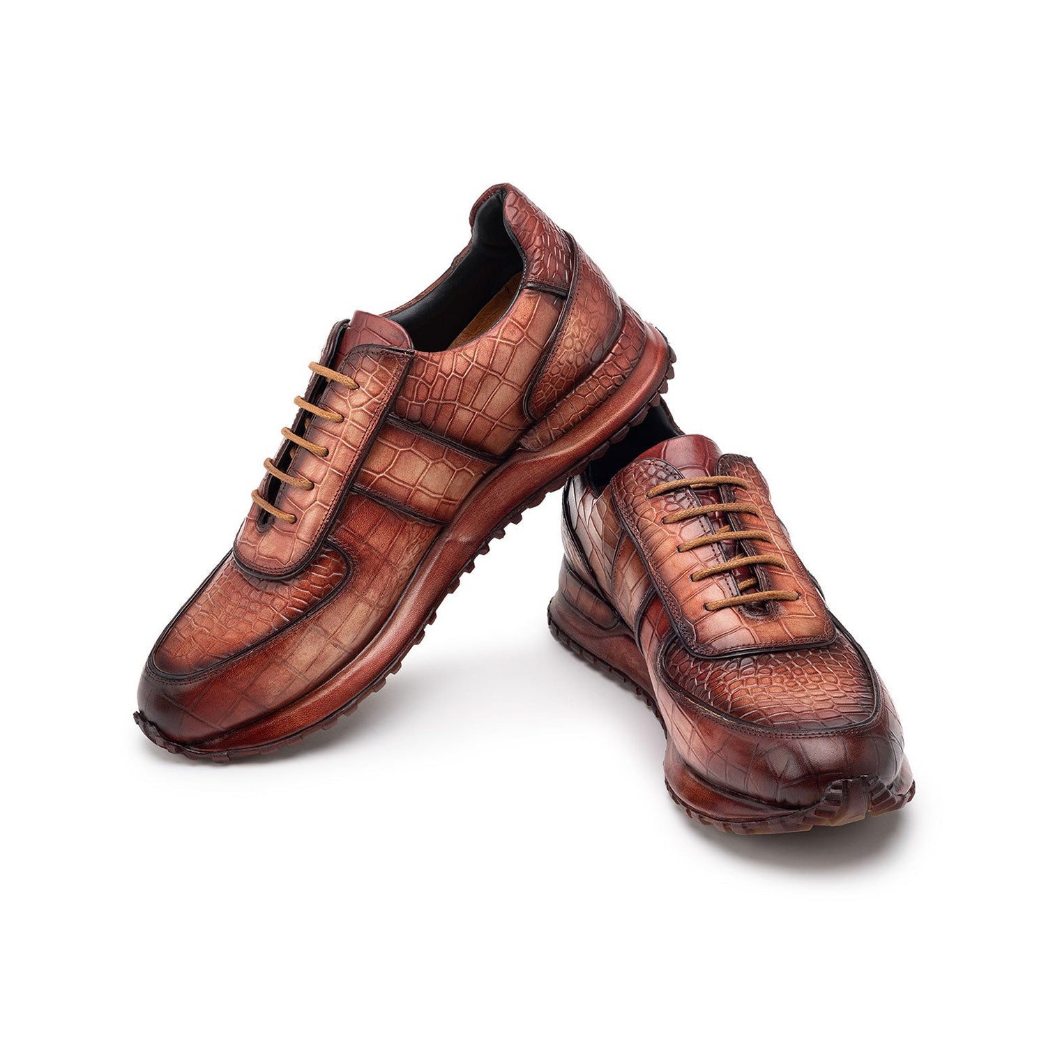 Paul Parkman Men's Shoes Textured Leather Print Sneakers (PM6454)