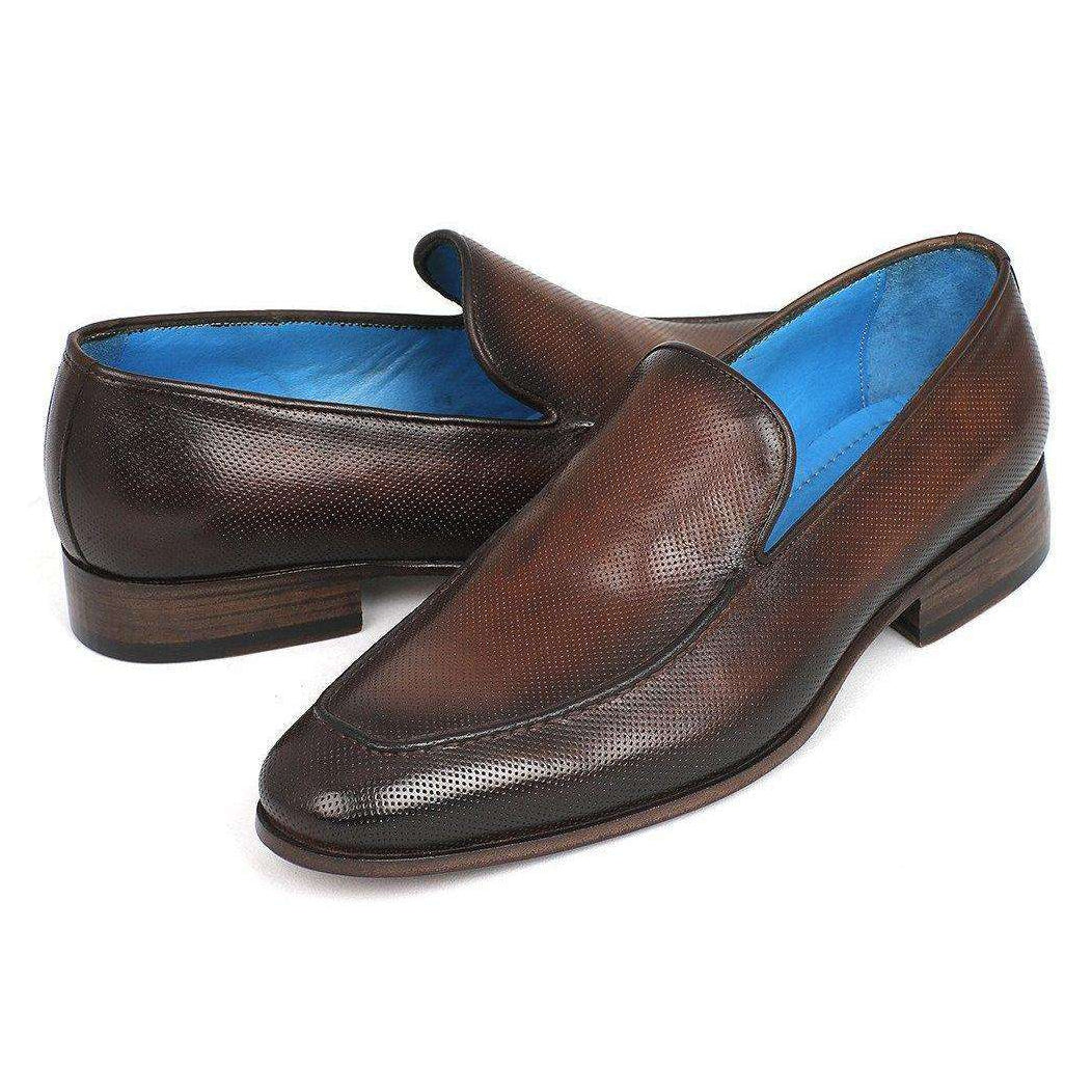 Paul Parkman Handmade Designer Shoes Perforated Leather Brown Loafers (PM5458)