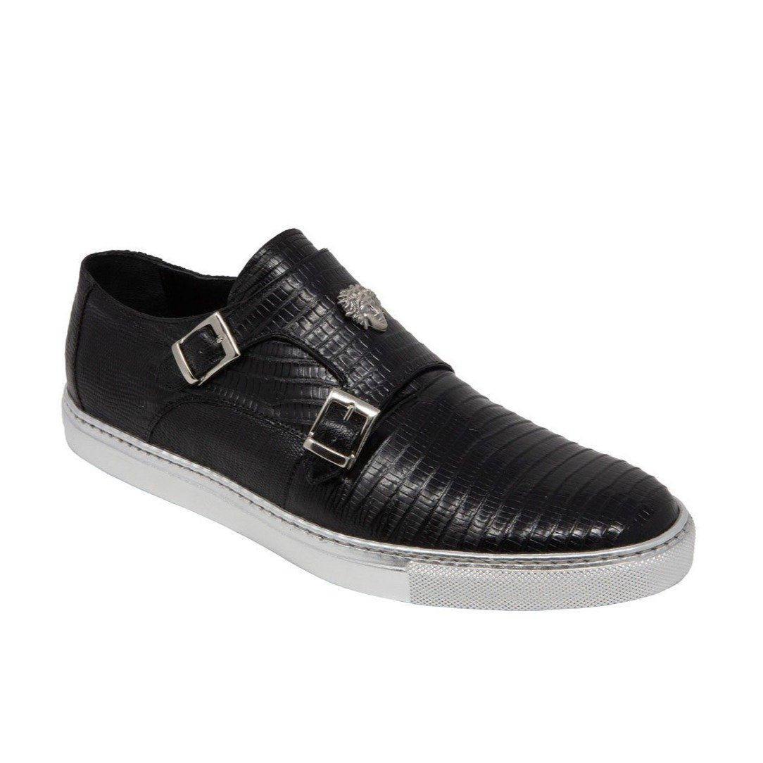 Mauri Trendsetter Men's Designer Shoes Black Teju Lizard Casual Sneakers 8592 (MA5121)