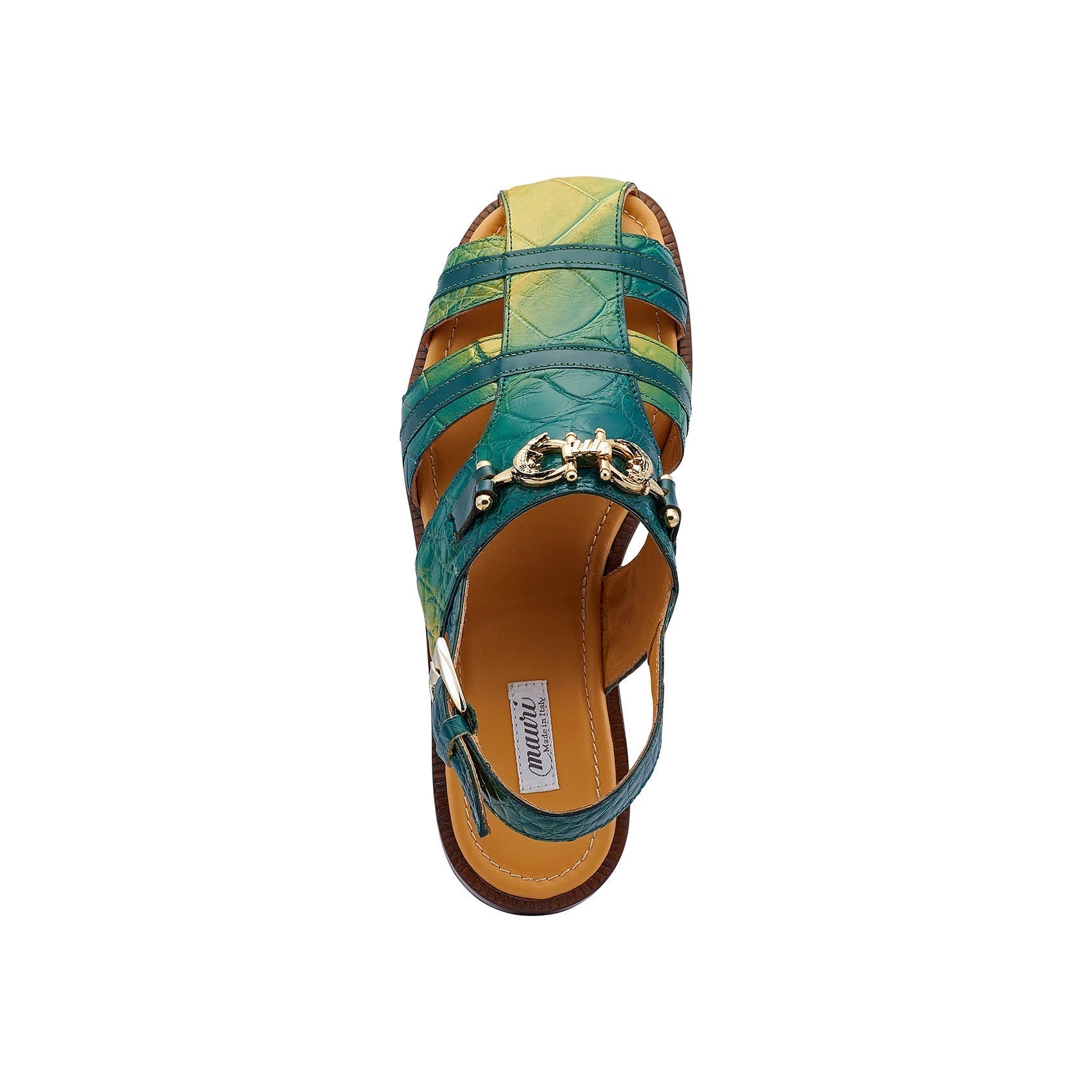Mauri 5128 Tarragon Men's Shoes Multi Green Exotic Alligator Horsebit Sandals (MAS5424)