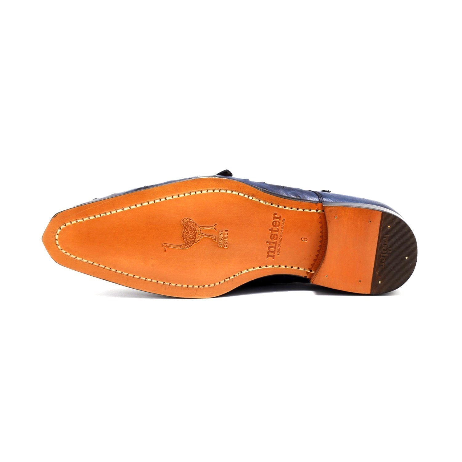 Mister Piles 40415 Men's Shoes Azure Blue Exotic Ostrich-Skin Monk-Straps Loafers (MIS1144)
