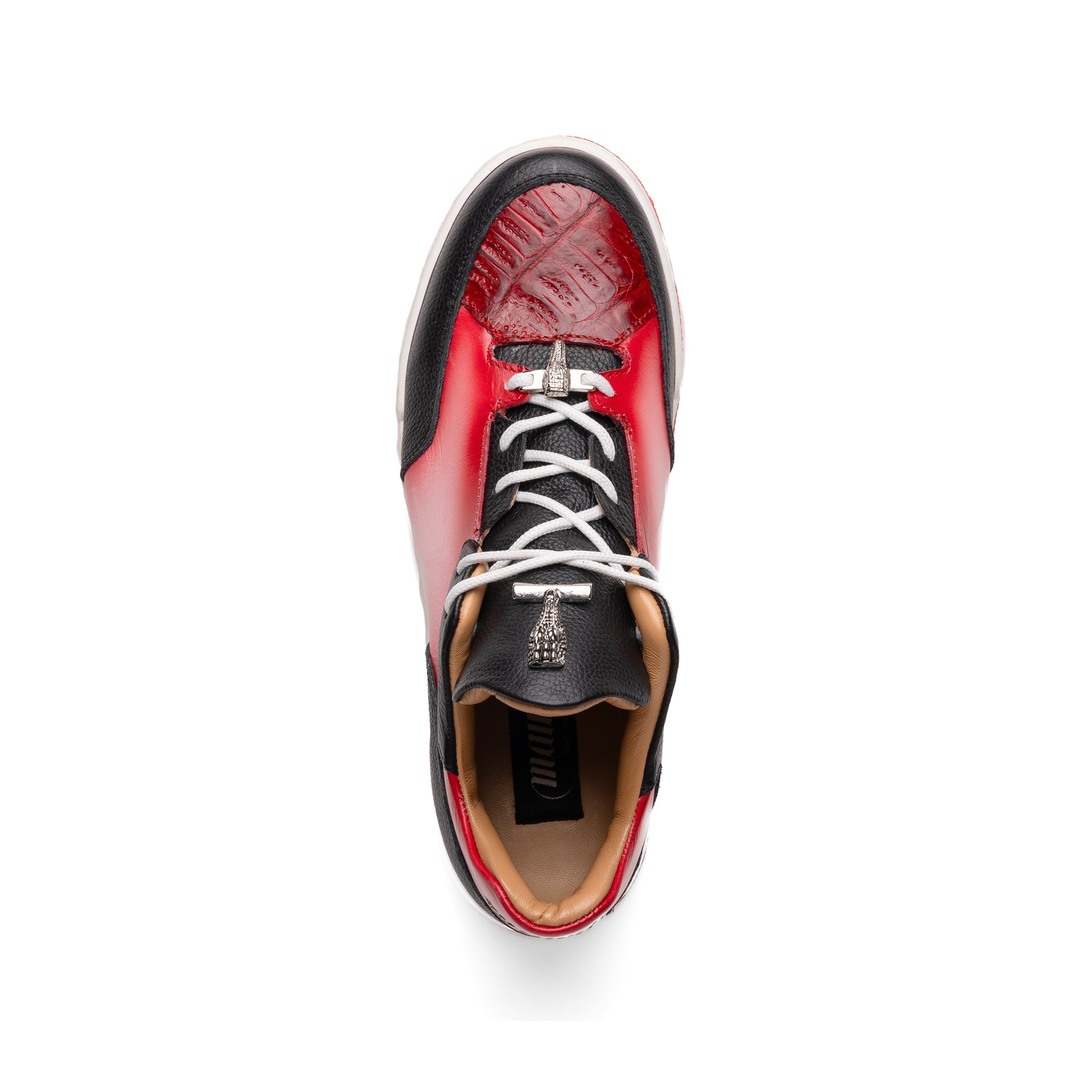 Mauri Ghost 8423 Men's Shoes Black, Red, and White Exotic Crocodile / Time / Nappa Leather Casual Slip-On Sneakers (MA5623)