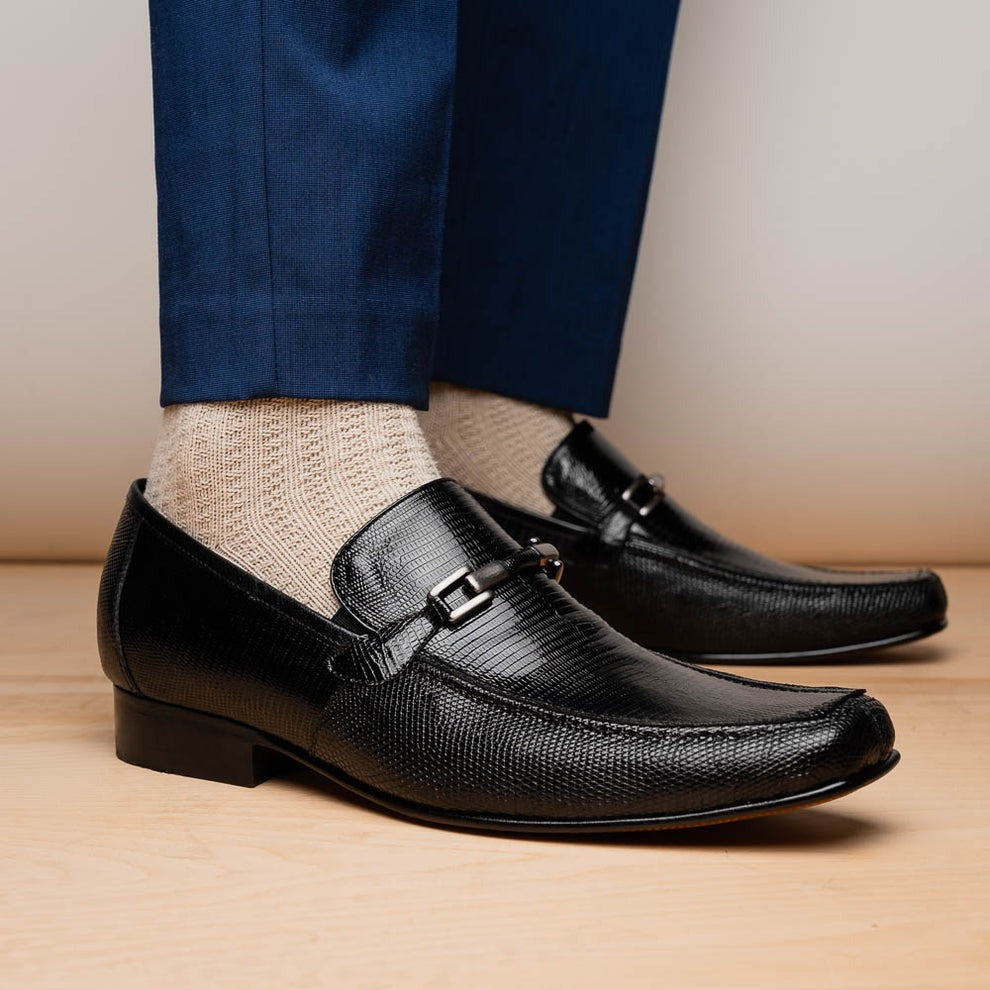 Marco Di Milano Fabro Men's Shoes Exotic Lizard Horsebit Loafers (MDM1081)