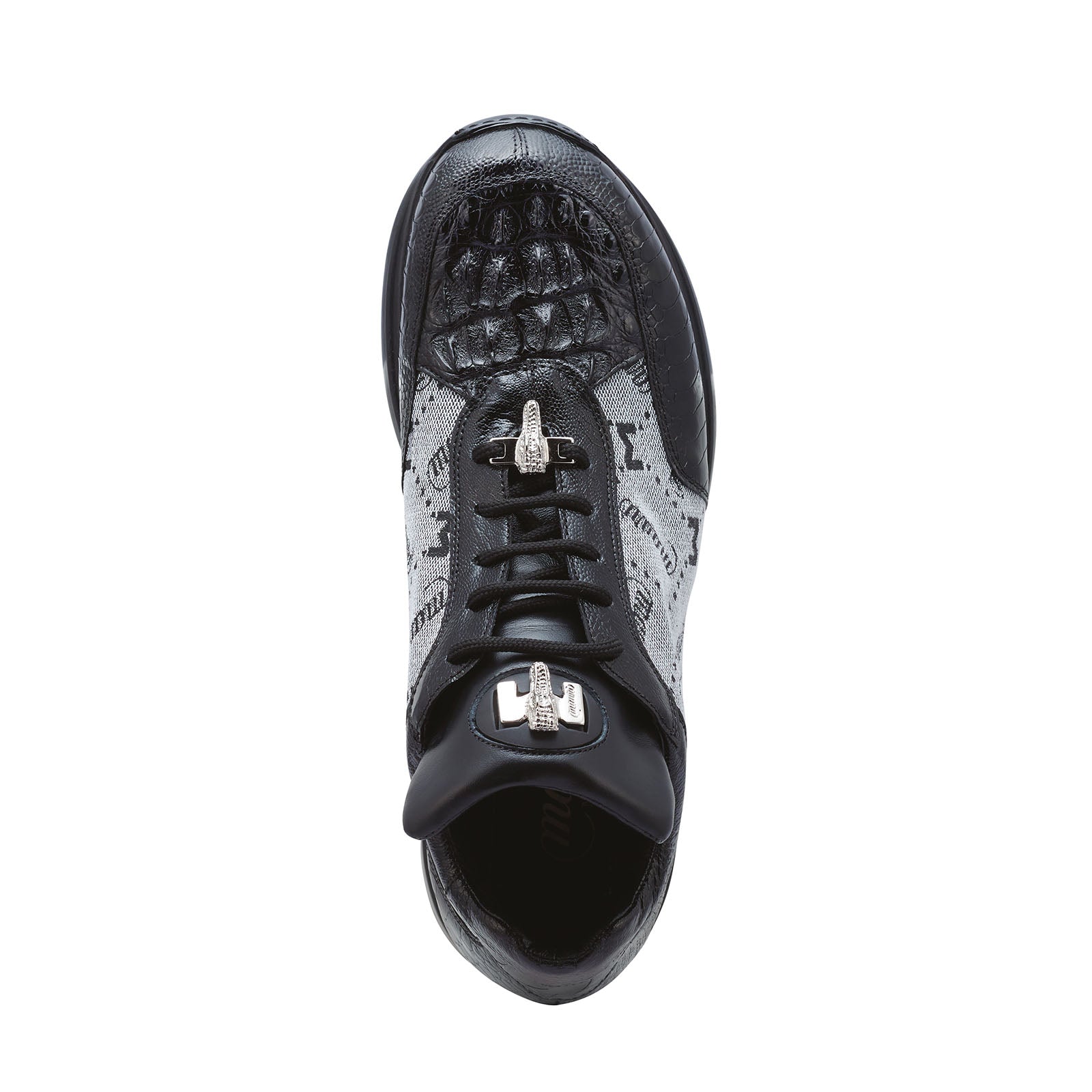 Mauri Carange 8741/2 Men's Shoes Black & Gray Ostrich Leg / Hornback Crown / Fabric Sneakers (MA5268)