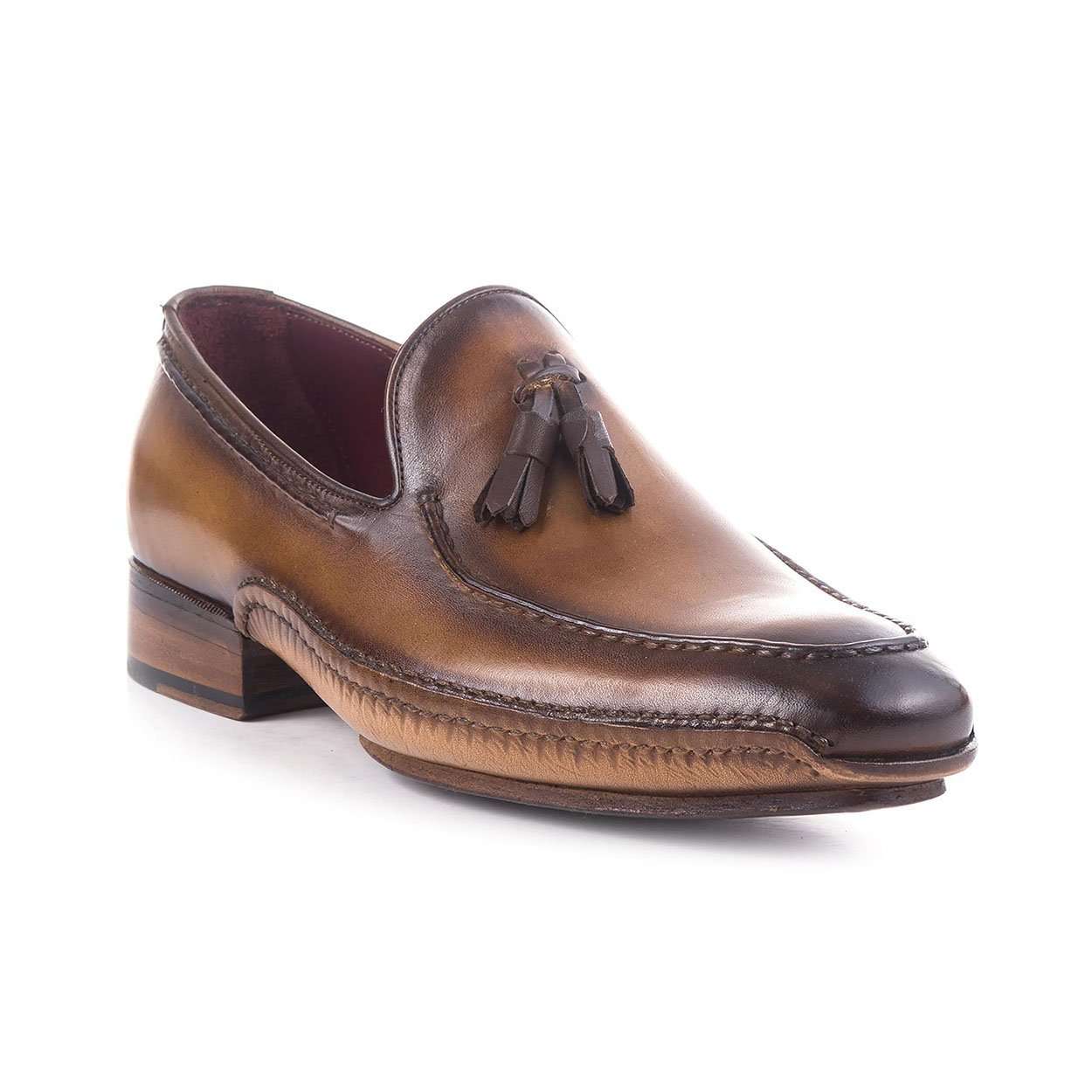 Maglieriapelle Men's Designer Shoes Brown Taba Savsat Leather Leafers (MGS1033)