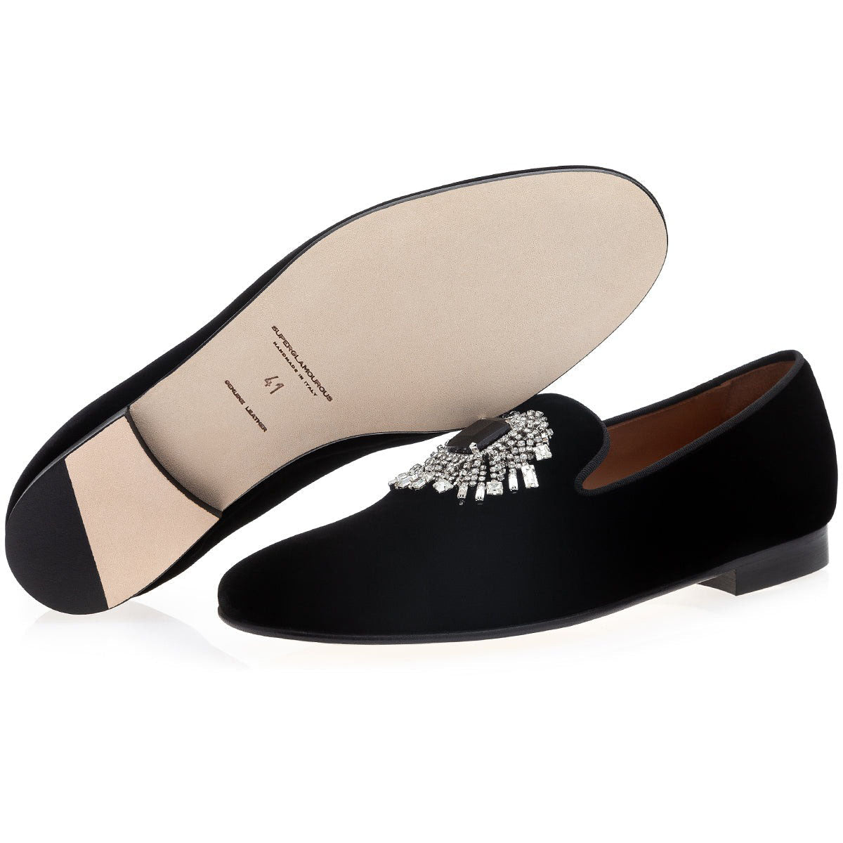 SUPERGLAMOUROUS Jupiter Men's Shoes Velvet Formal Crystal Slipper Loafers (SPGM1334)