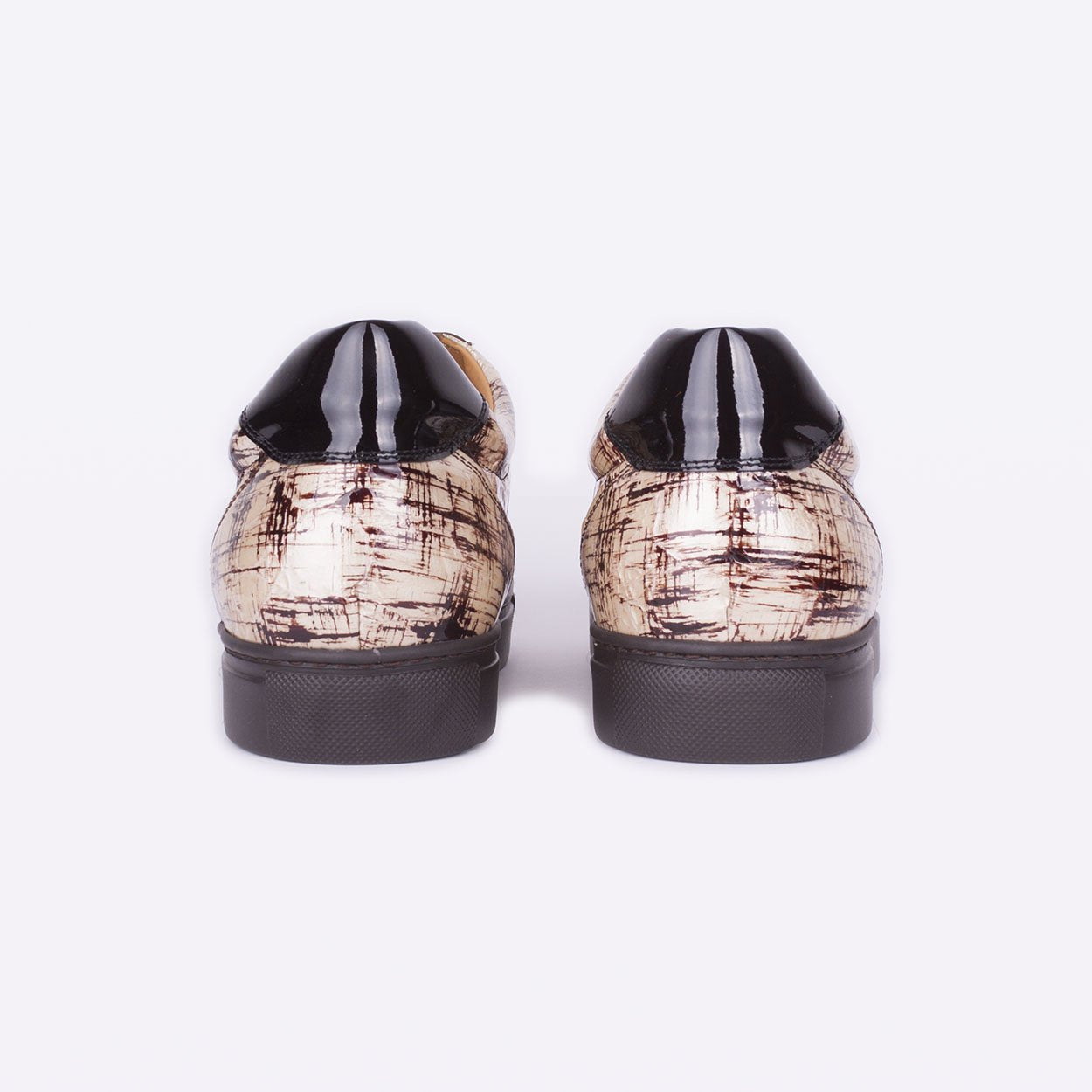 Mister 39608 Nabaz Men's Shoes Beige Crocodile Print / Calf-Skin Leather Casual Sneakers (MIS1031)