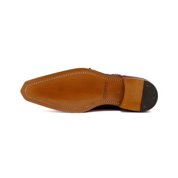 Mister Cardo 40418 Men's Shoes Red Snake Print Monk-Straps Loafers (MIS1127)