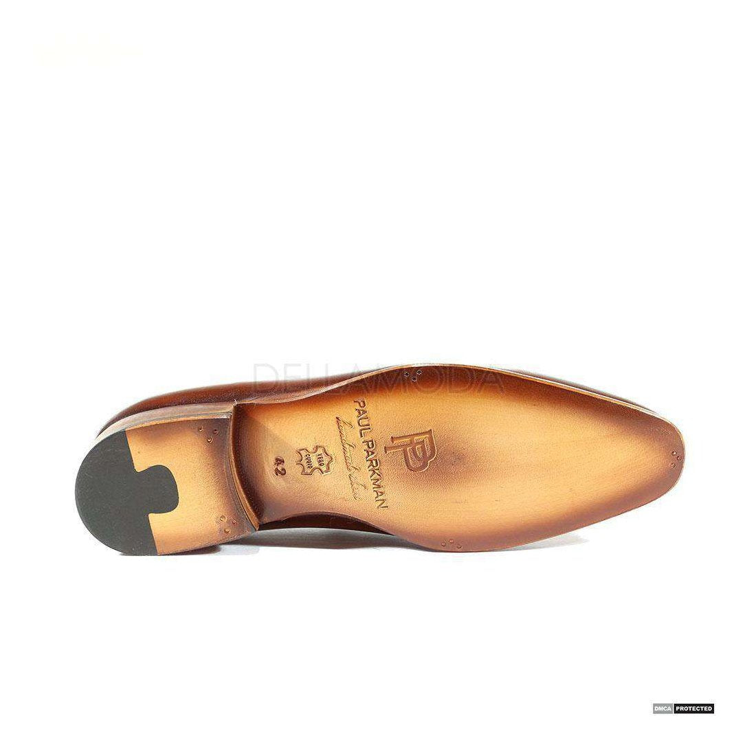 Paul Parkman Handmade Designer Shoes Handmade Men's Designer Shoes Stitched Hand-Painted Brown Loafers (PM1020)
