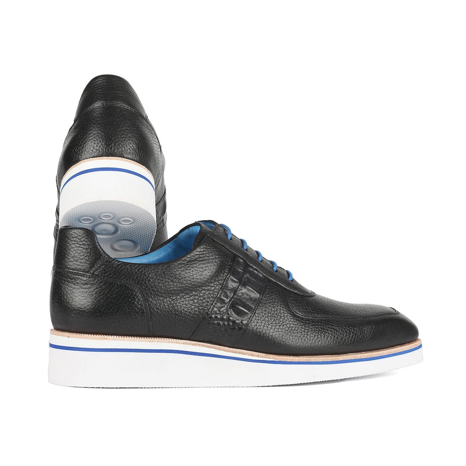 Paul Parkman 192-BLK Men's Shoes Black Floater Leather Sneakers (PM6371)
