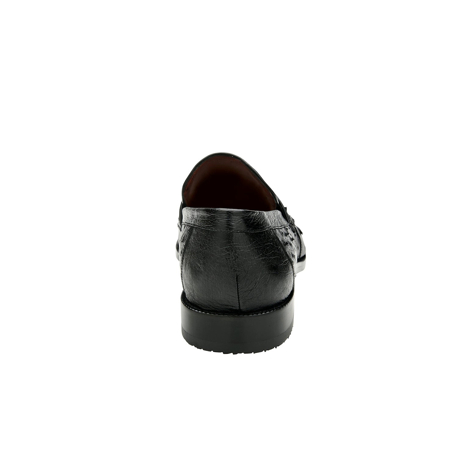 Belvedere Espada 02440 Men's Shoes Black Exotic Genuine Ostrich Split-Toe Penny Loafers (BV3153)