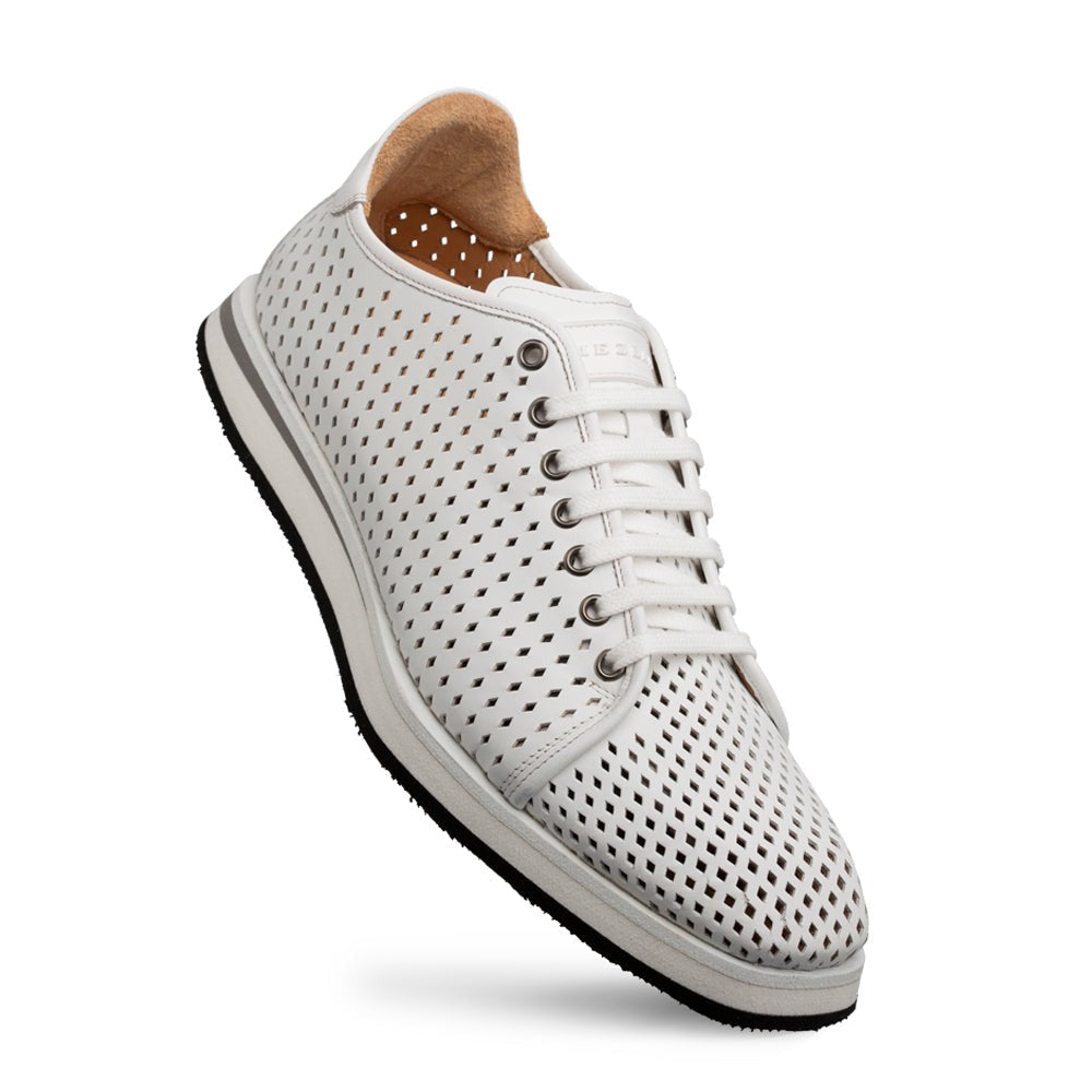 Mezlan Luce 21154 Men's Shoes White Perforated Calf-Skin Leather Casual Sneakers (MZ3738)