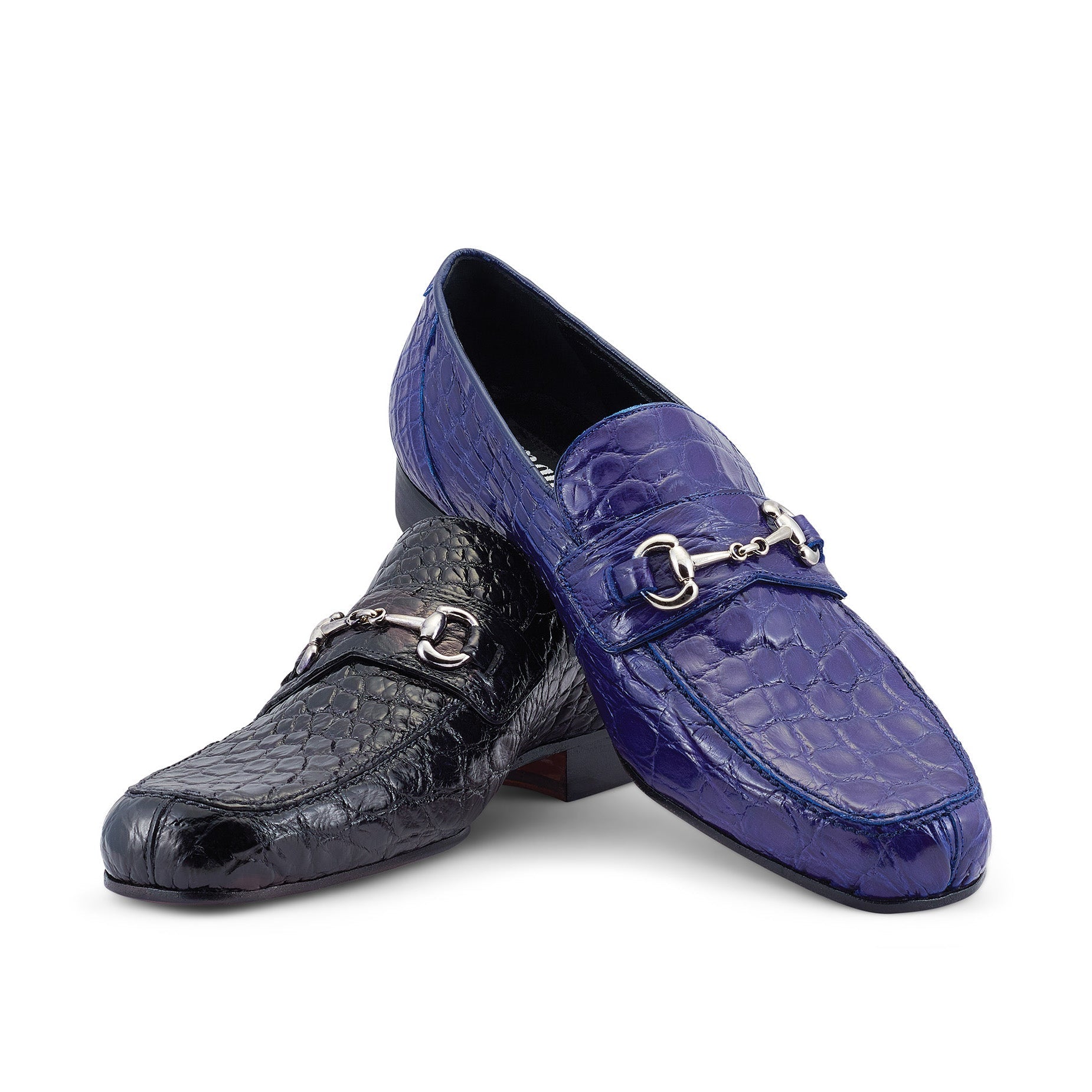 Mauri Executive 4885/2 Men's Shoes Royal Blue Alligator Split-Toe Horsebit Loafers (MA5477)