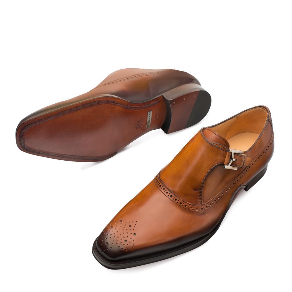 Mezlan 9730 Phillipe Men's Shoes Cognac Calf-Skin Leather Monk-Strap Loafers (MZS3336)