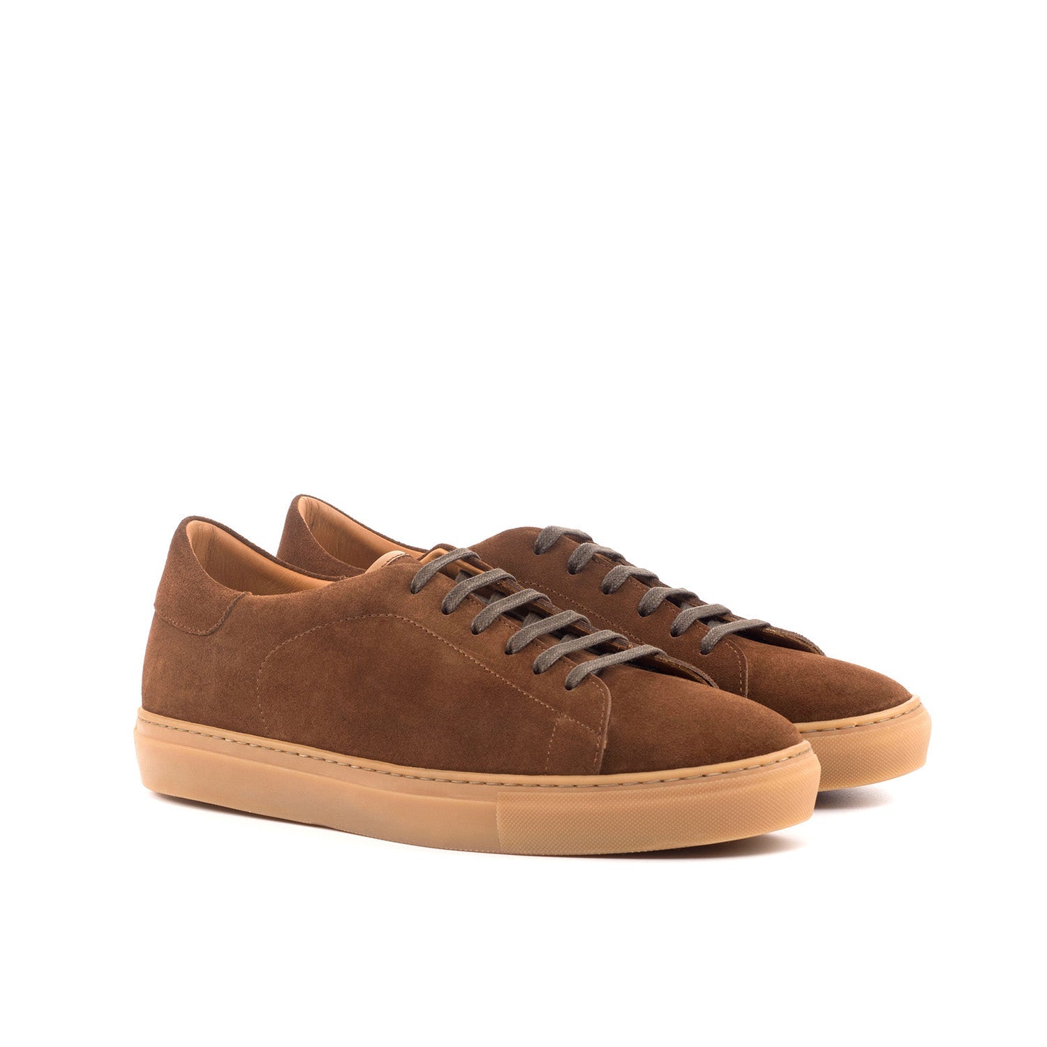 Ambrogio Bespoke Men's Shoes Brown Suede Leather Trainer Sneakers (AMB2529)