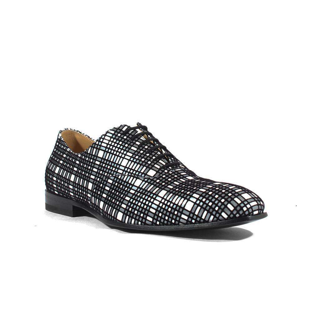 Cesare Paciotti Luxury Italian Italian Men's Designer Shoes Panello Flok Bian / Nero Leather Oxfords (CPM2651)