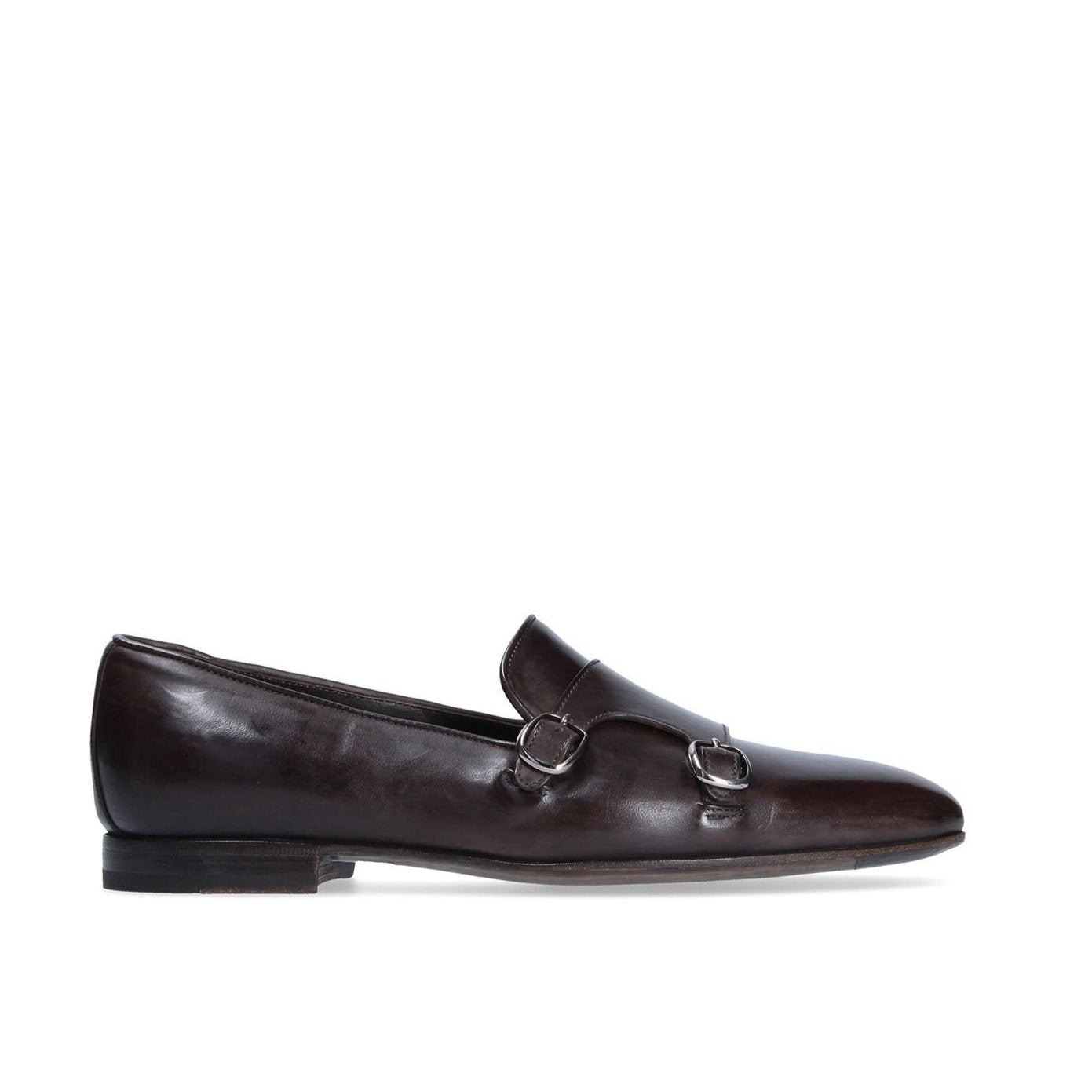 Franceschetti Sirio Men's Shoes Dark Brown Horse Leather Double Buckle Belgian Loafers (FCCT1005)