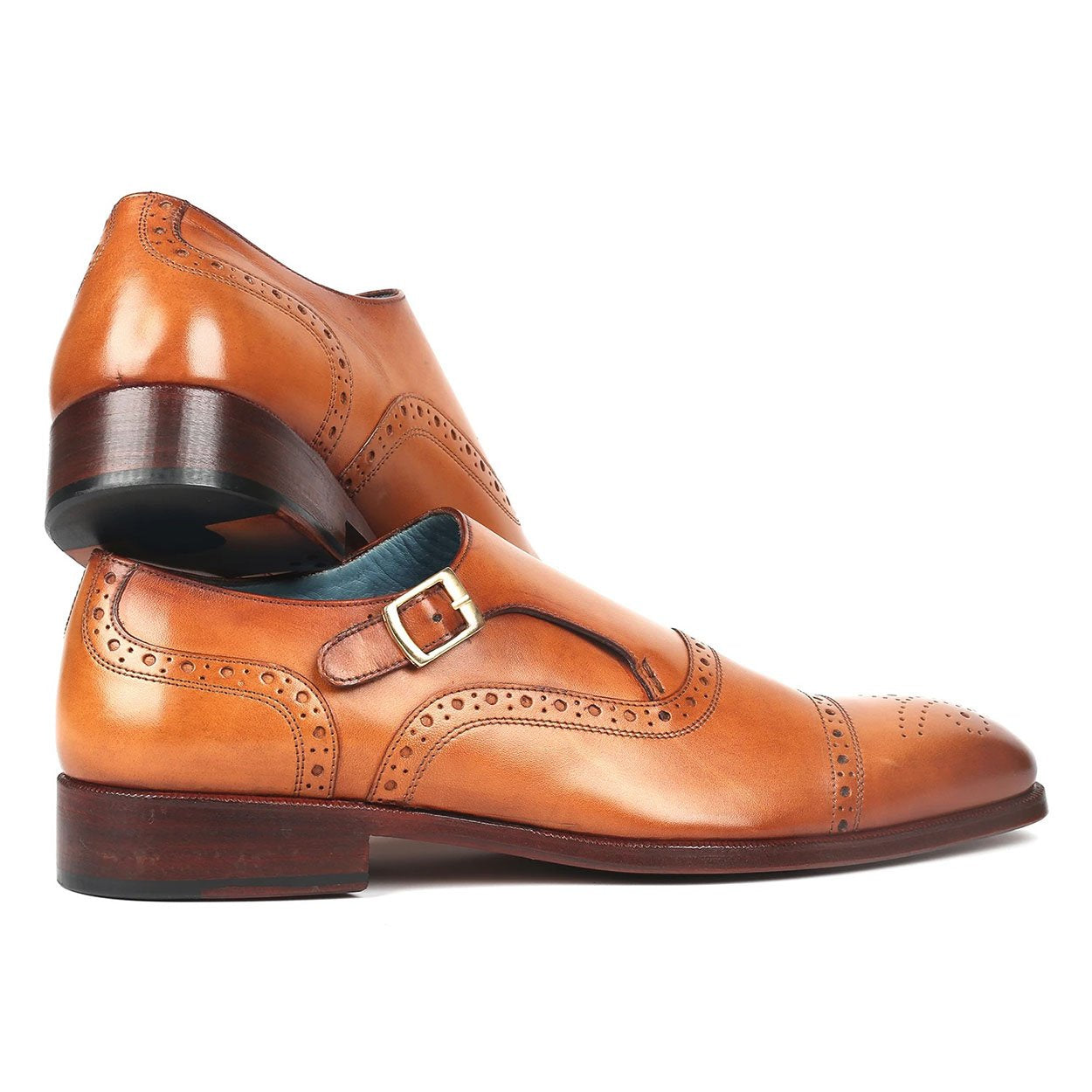 Paul Parkman 65CGN97 Men's Shoes Cognac Calf-Skin Leather Monk-Strap Loafers (PM6275)