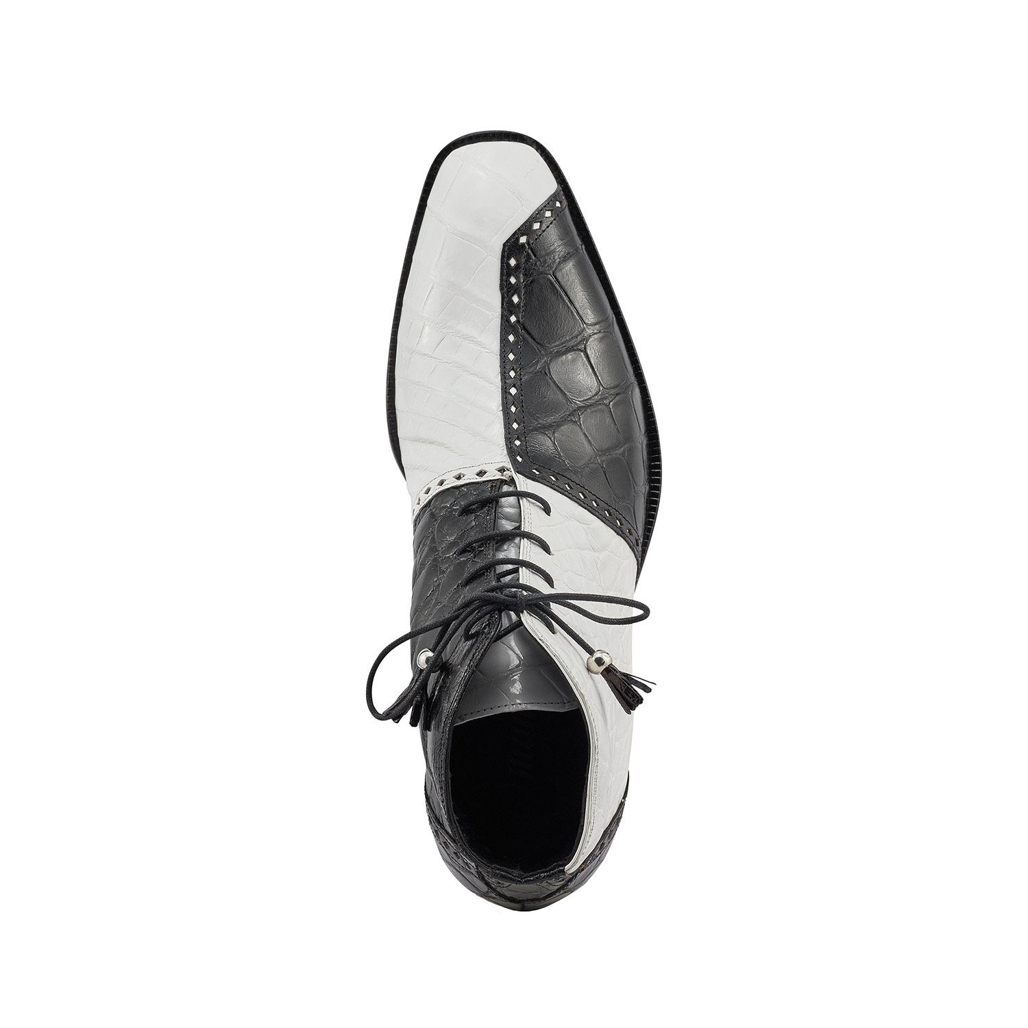 Mauri 3095 Othello Men's Shoes Black & White Exotic Alligator Boots (MA5397)