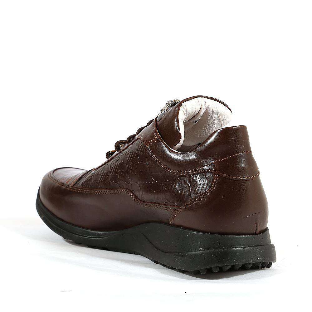 Mauri 8900/2 Men's Shoes Dark Brown Italian King Nappa Embossed / Crocodile Casual Sneakers (MA1113)