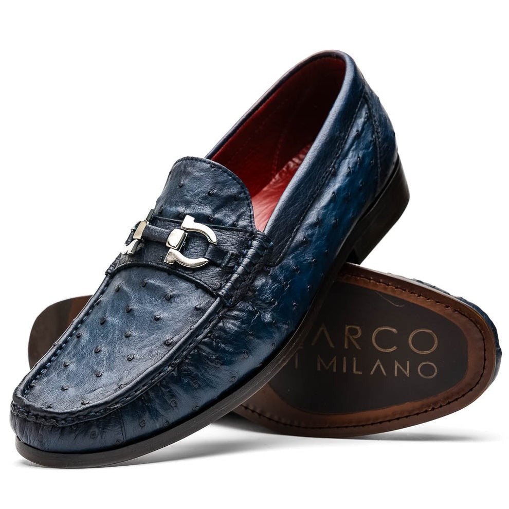 Marco Di Milano Ferrioni Men's Shoes Exotic Ostrich Horsebit Moccasin loafers (MDM1171)