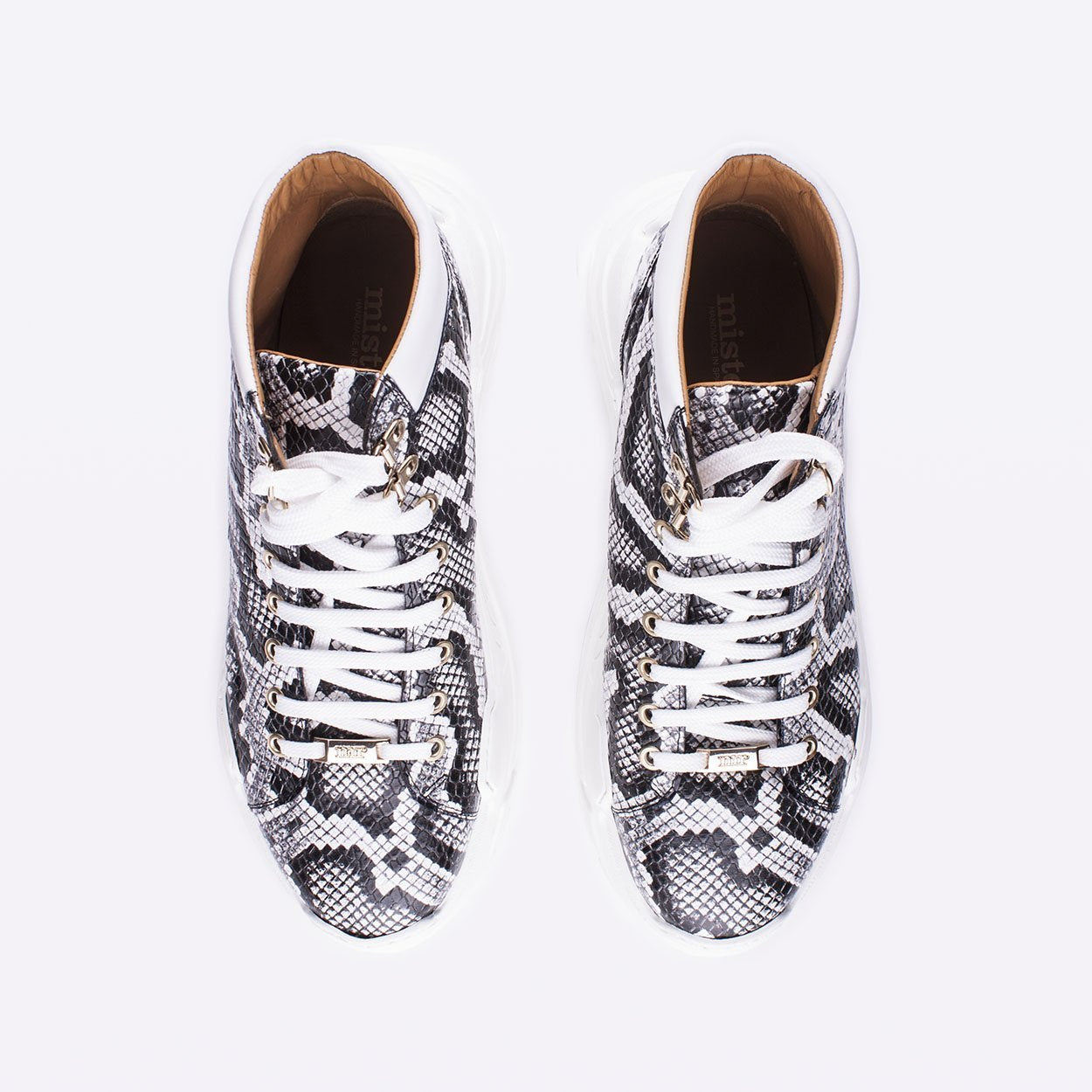 Mister 39634 Arzon Men's Shoes White Python Print / Suede / Calf-Skin Leather High-Top Sneakers (MIS1045)