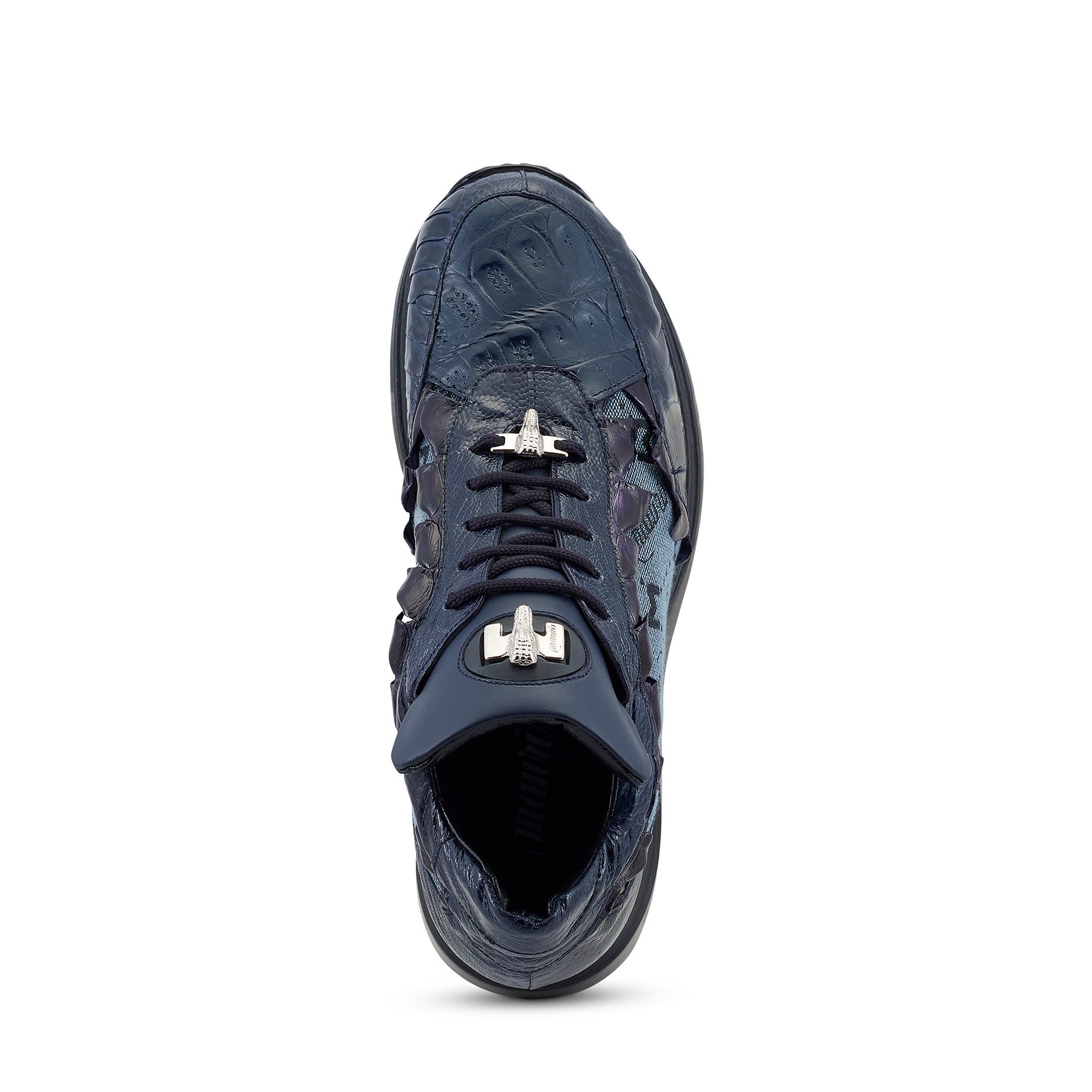 Mauri Stalker 8416/2 Men's Shoes Wonder Blue Exotic Ostrich Leg / Hornback Tail / Fabric Casual Sneakers (MA5486)
